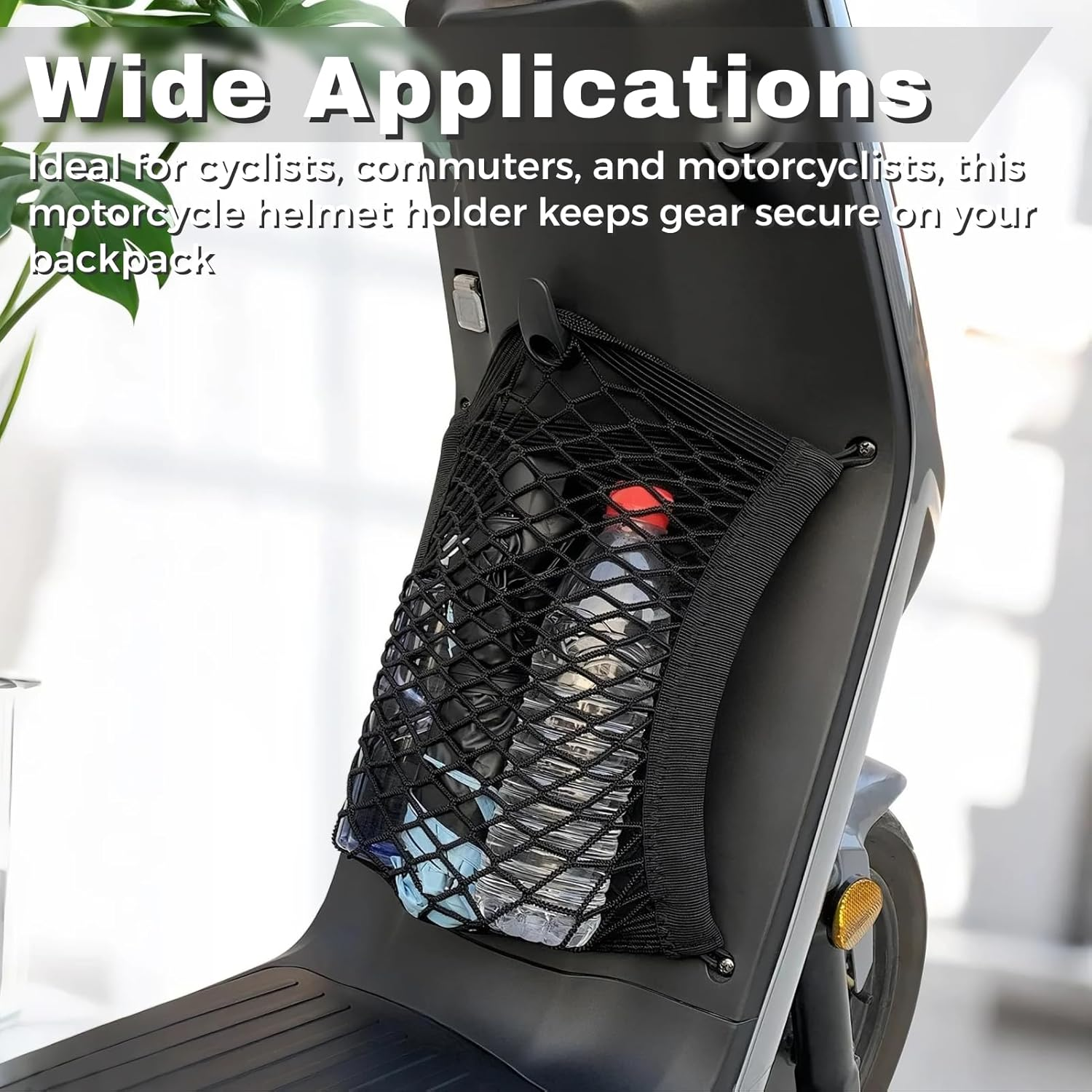 Universal Ski Helmet Holder for Backpack, Double-Layer Elastic Mesh Net, Fits Snow & Off-Road Helmets, E-Bike & Hiking Storage Accessory image number 3