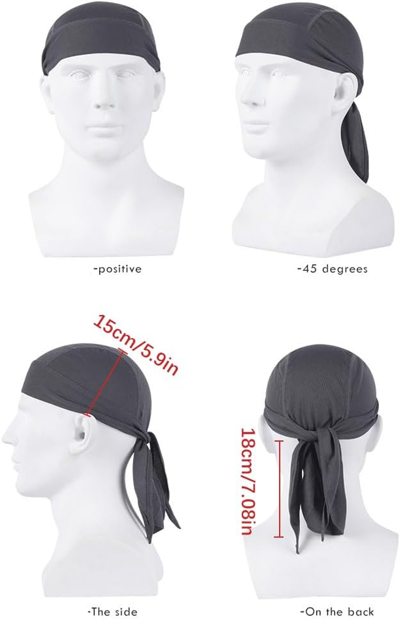 2 Pack Head Wraps Cycling Beanie Caps Dew Rag Skull Caps Pirate Hats Helmet Liner Bandana Head Wrap Doo Rags for Men Women image number 4