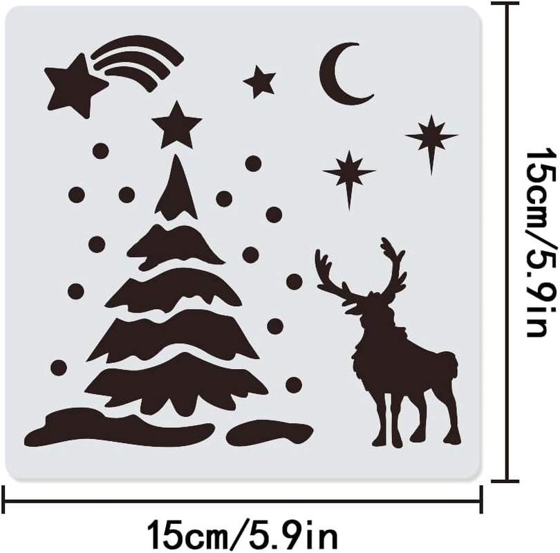 HAIKING Christmas Stencils, 6 Pcs Reusable Christmas Drawing Stencils for DIY Crafts, Scrabooking, Home Decor, Christmas Decoration (5.9 * 5.9In)