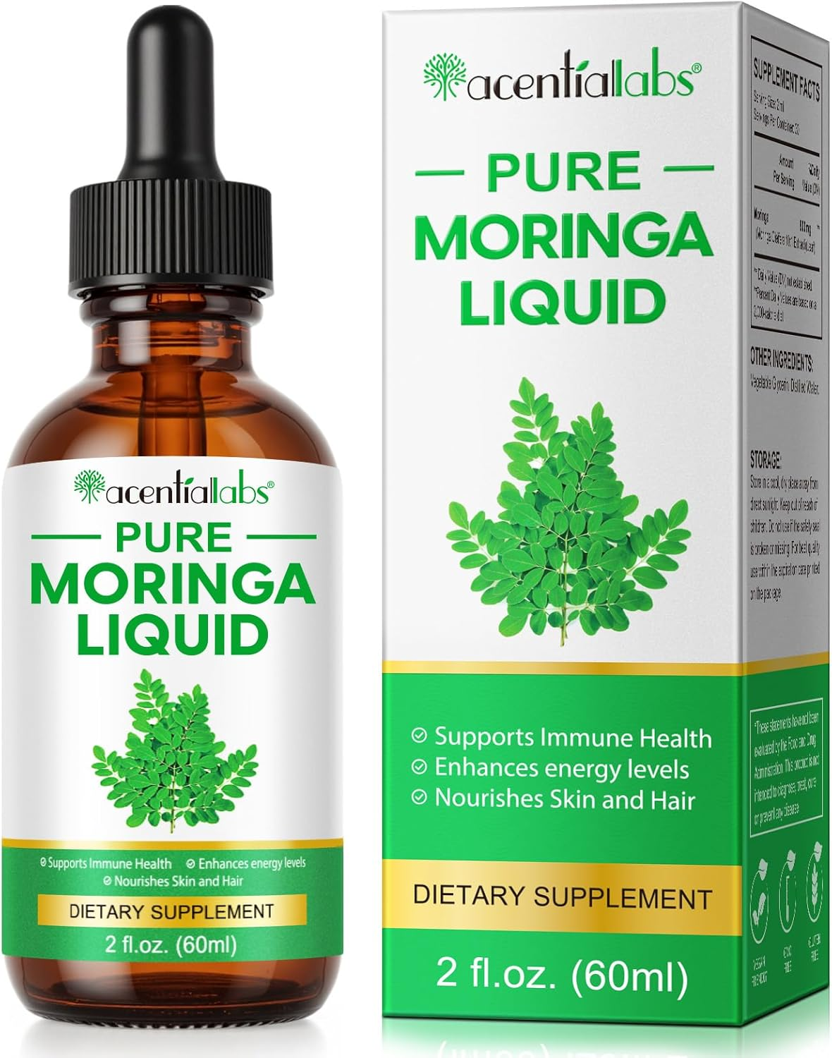 Pure Moringa Liquid Drops 60Ml | Supports Energy, Metabolism & Immune Health | High Absorption Moringa Leaf Extract | Natural Green Superfood Supplement image number 1