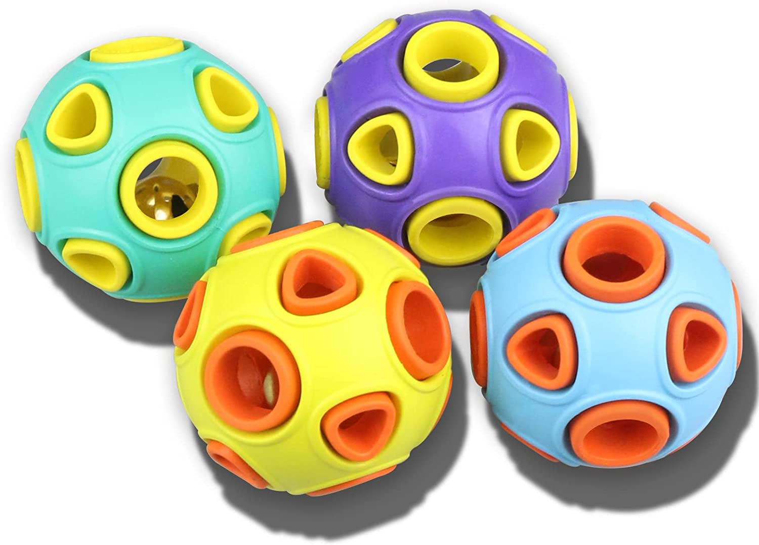 Dog Balls with Bell Sound, Rubber Bouncy Fetch Ball for Medium Large Dogs, Interactive Pet Chew Toys image number 6