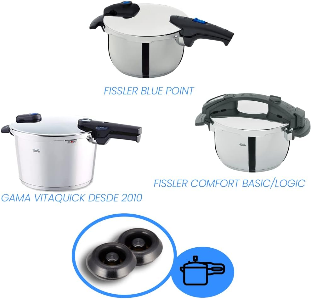 Anakel Home Valve Diaphragm Compatible with Fissler Blue Point, Fissler Vitaquick and Comfort Pots, Manufactured up to 2010, Pack of 2, Adaptable, Black