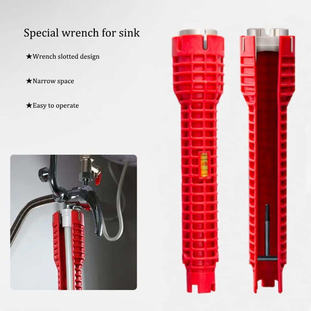 (8-In-1) Professional Plumbing Tool, Faucet and Sink Installer, Multi-Size 20-27/34-40Mm for Toilet Bowl/Sink/Bathroom/Kitchen Plumbing Repair Installation and More (Red) image number 3
