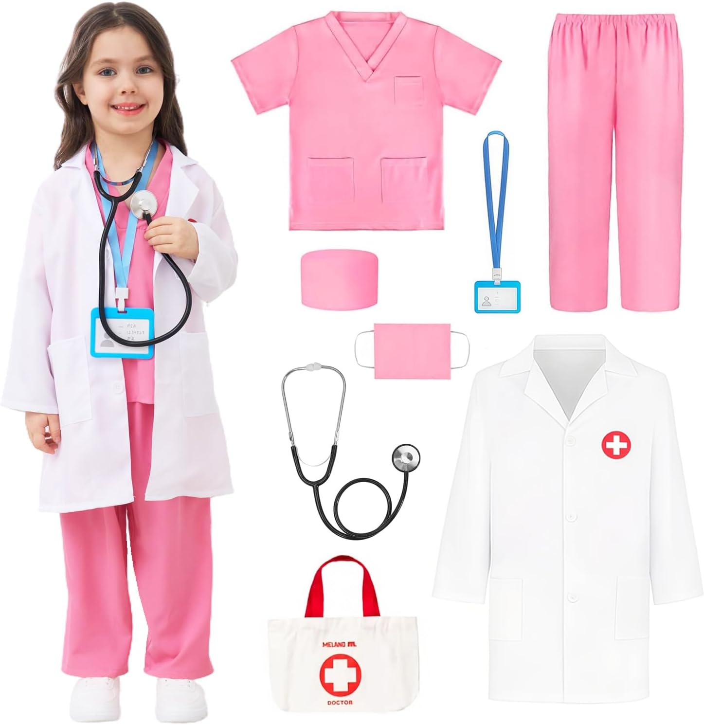 FOVIORZ Doctor Costume for Kids Scrubs Doctor Dress up for Halloween Career Day Role Play