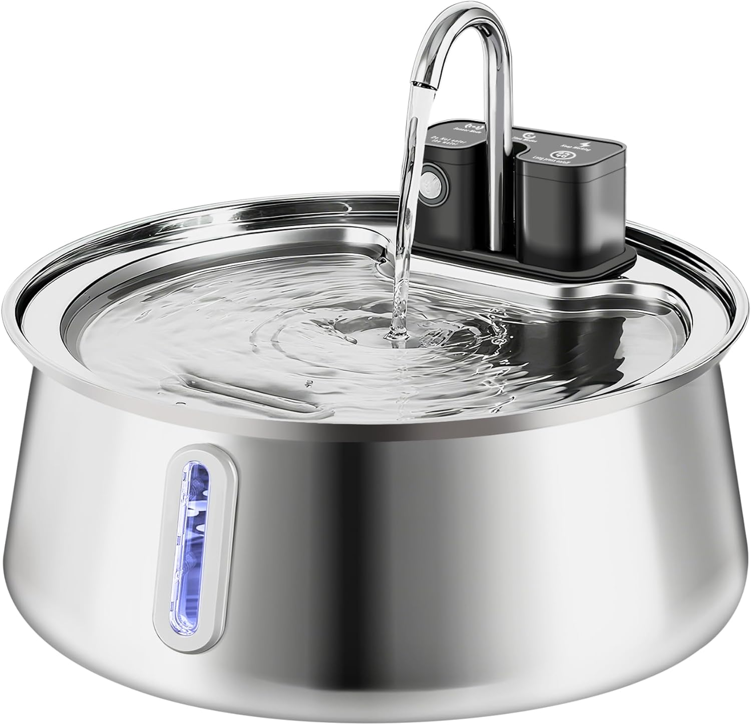 OMIPAWZ Cordless Cat Water Fountain Stainless Steel, 4L Automatic Wireless Pet Drinking Fountain Battery Operated with Water Level Window for Cats Dogs image number 5