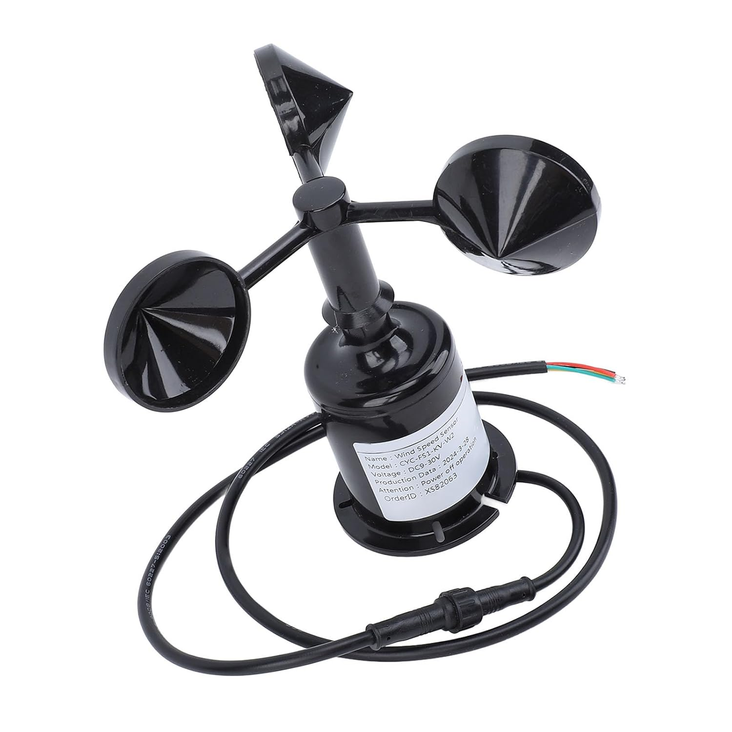 Cryfokt Wind Speed Sensor Anemometer for Industry, Premium Material Wind Speed Monitoring Sensor for Meteorology Advertising Gates, ABS Material image number 1