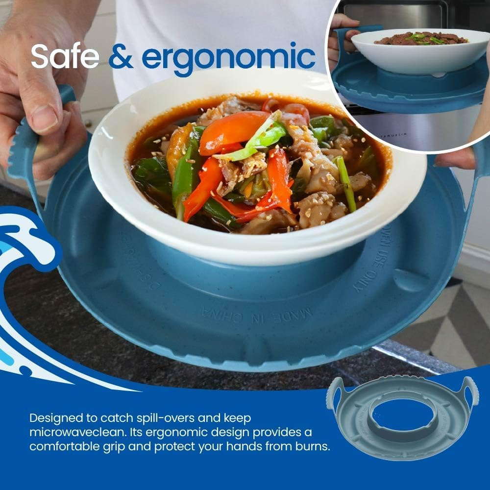 White Magic 100% Ocean Bound Plastic Microwave Cool Caddy &ndash; Spill-Proof Microwave Holder with Raised Edges | Bpa-Free, Dishwasher & Freezer Safe, Protects Hands from Burns