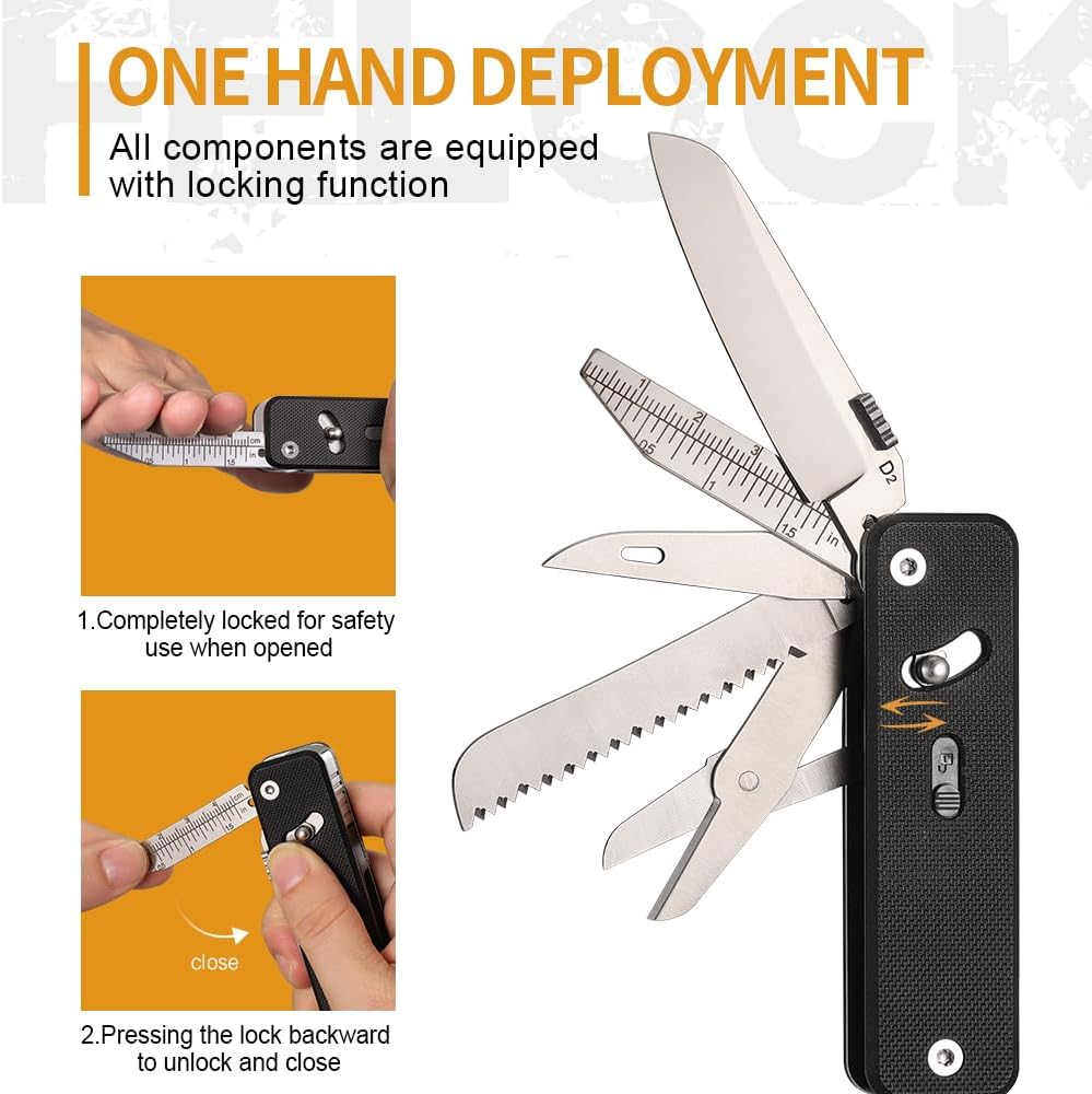 ROXON S503G Flex Companion Tool Modular Design and Customizable Pocket Tool, Preinstalled with 8 Essential Tools (1/4" Bit Driver, D2 Blade, Tapered Saw, Scissors Etc) for a Wide Range of Tasks image number 3