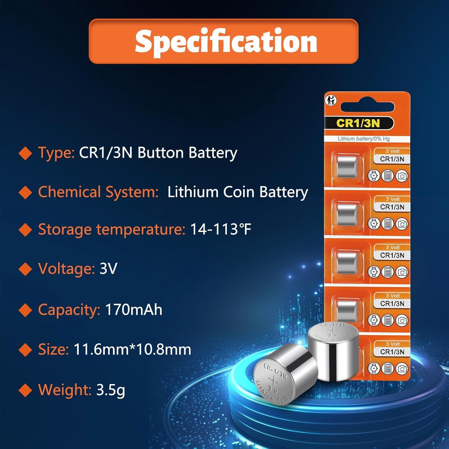 QOCNAM CR1/3N 1/3N DL1/3N 3V Lithium Battery High Capacity 170Mah 5Pcs image number 6