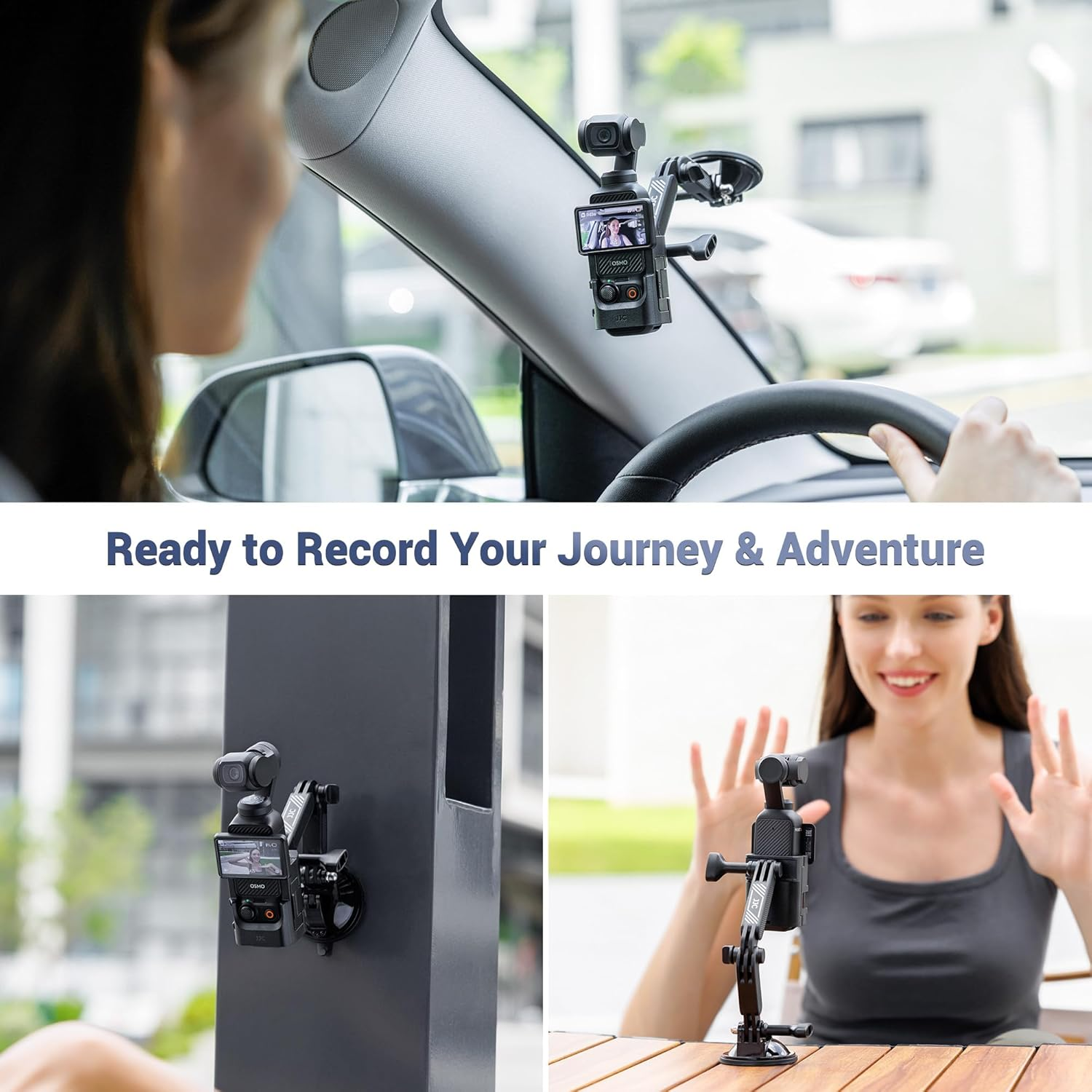 Pocket 3 Suction Cup Mount,Car Windshield Window Dash Holder with 2 Detachable Expansion Arms for Osmo Pocket 3 Action 5 Pro 4 3 Hero 13 12 11 10 9 8 Insta 360 X5 X4 X3 Ace Pro Car Mount Accessories image number 4