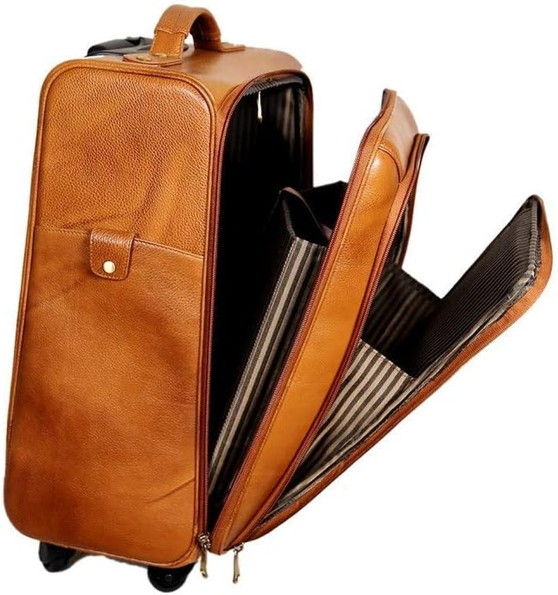 RICHSIGN LEATHER ACCESSORIES Cabin Size Laptop Trolley Bags for Men Luggage with 4 Wheels (46 Litres) (TAN) (Dimension-H-20 X L-14 X W-10 Inch)(Weight-3 KG /3000 GR), TAN, M, Luggage, TAN, M, Luggage image number 2