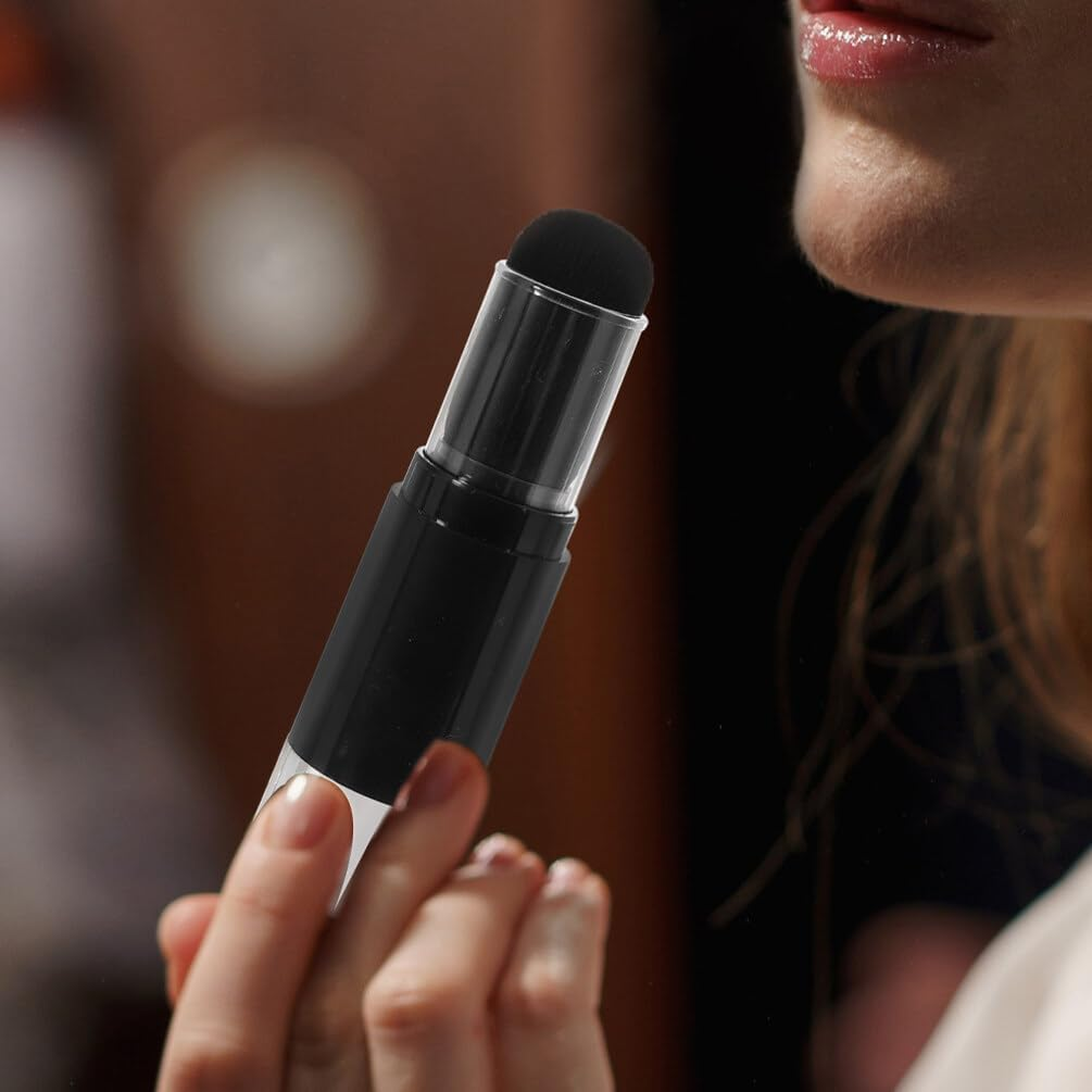 Beavorty Retractable Makeup Brush 2Pcs Brush Blush Brush Portable Powder Brushes Foundation Blending Brush with Refillable Bottle Jar for Powder Cosmetics A image number 1