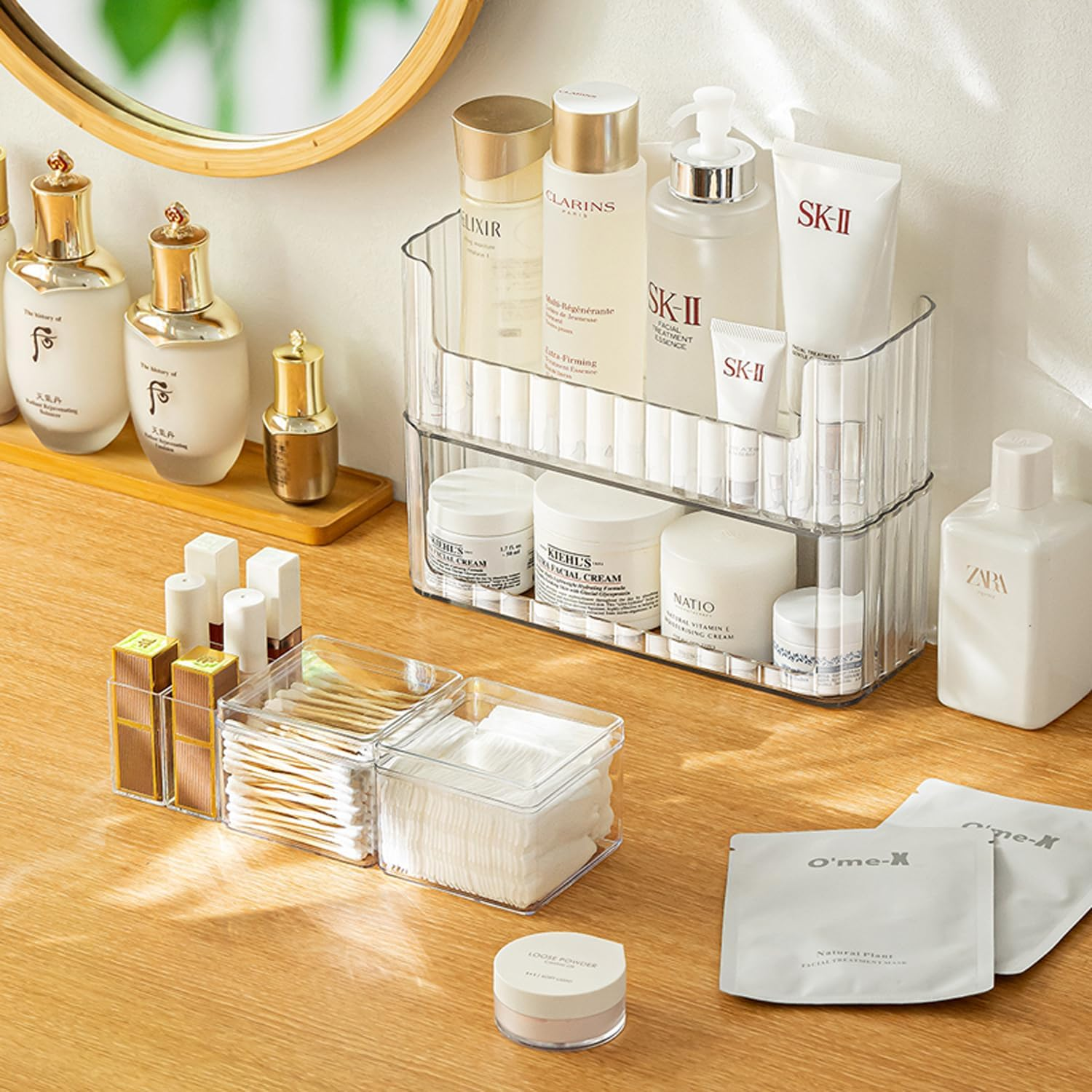 MORNITE 2-Tier Medicine Cabinet Shelves Organizer, Makeup Storage Holder Compartments, Shelf Trays for Bathroom Cabinet Wall, Counter, Vanity, Kitchen - Clear - Clear-C image number 3