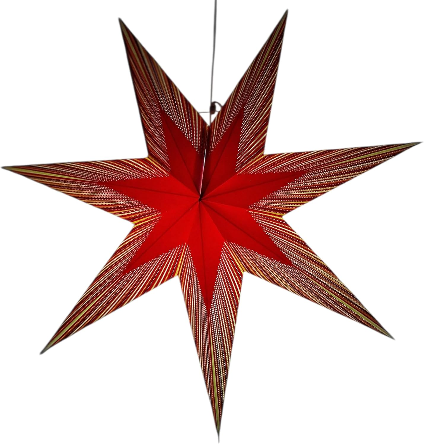 YEPSIO Paper Star Lantern Lampshade, 24 Inch, 7 Pointed Star, Foldable Hanging Decoration for Party, Wedding, Christmas (Red, Multicolour) image number 2