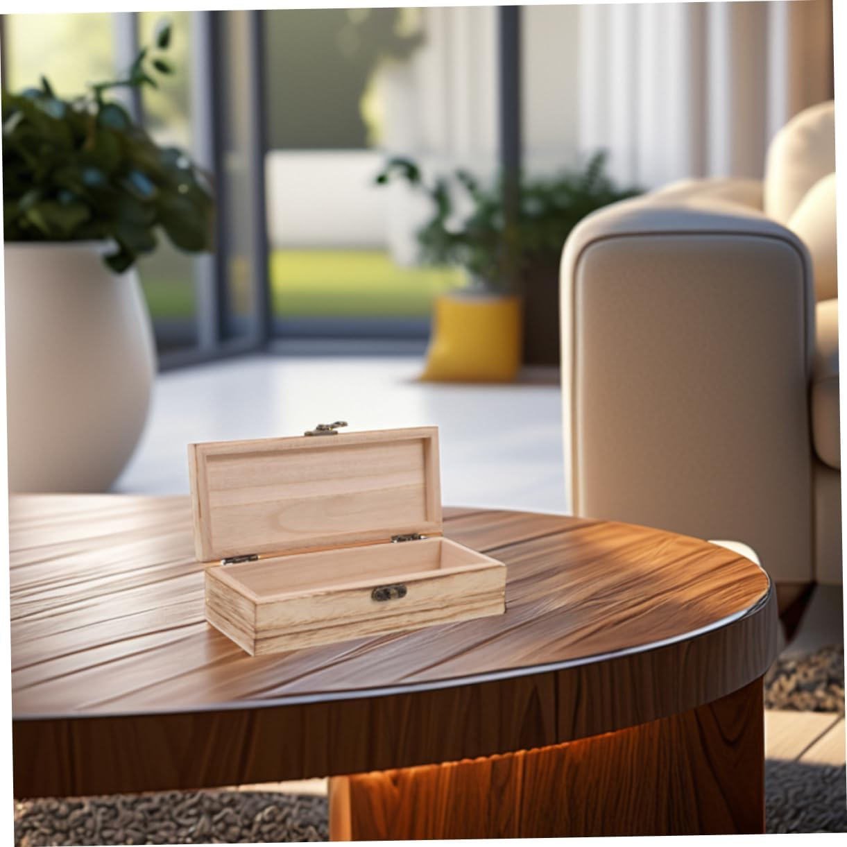 2Pcs Wooden Box Storage Lid Small Decorative Keepsake Boxes for Jewelry Earrings Home Office Organization image number 6