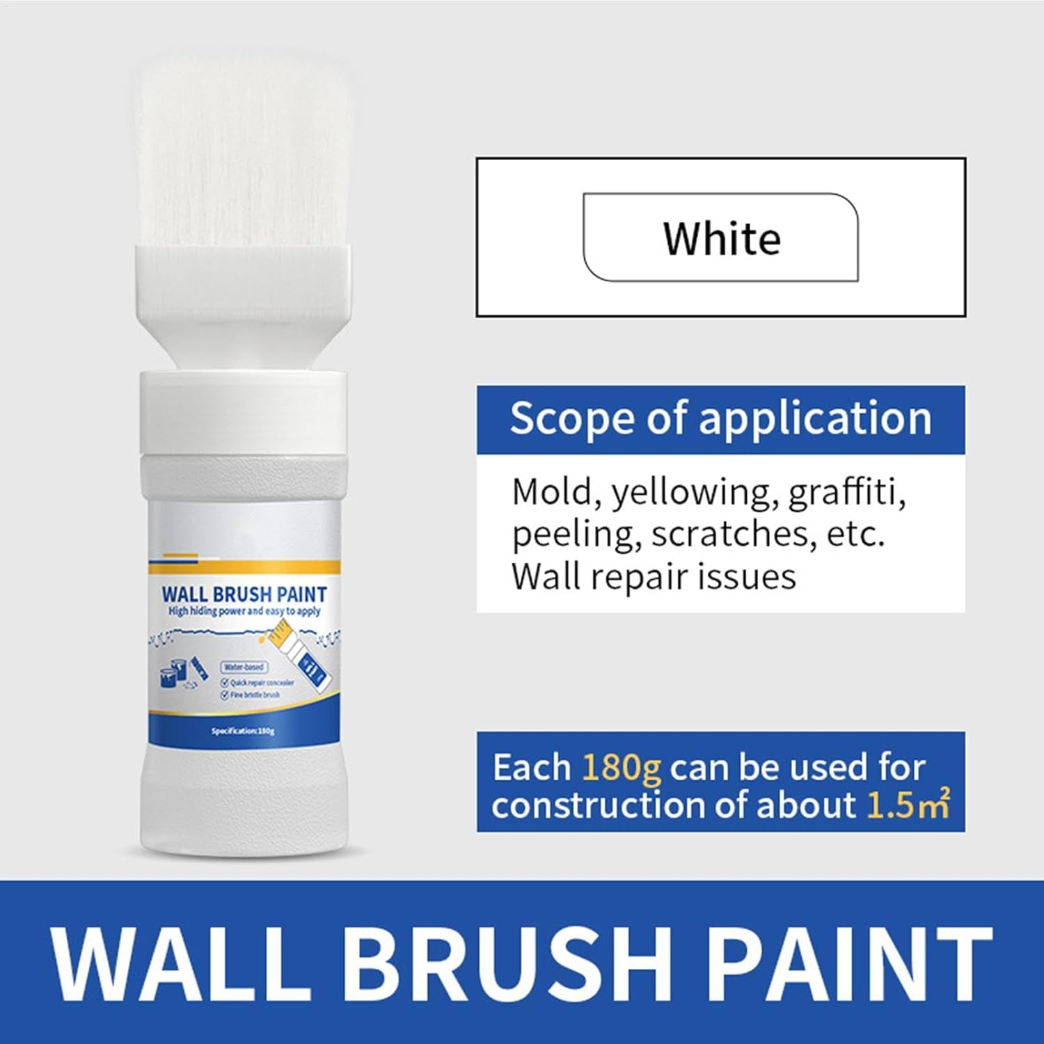 Wall Paint, 180G Wall Repair Paste for Home, Painting Kit, White Ceiling, Touchup with Brush, 1.89 Inches Stain Removal Paint for Walls, Improvement image number 6