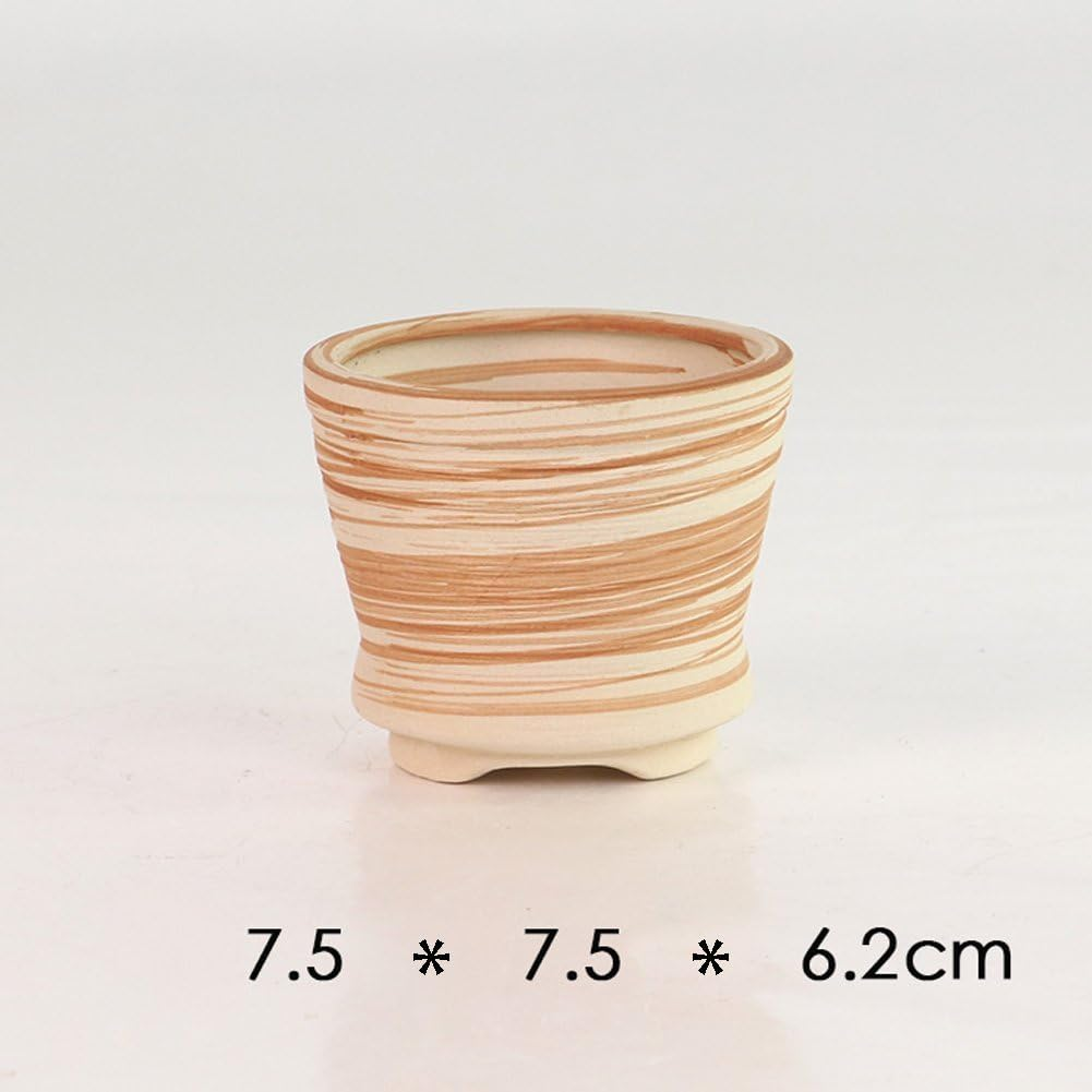 SUN-E 6In Set 3 Inch Ceramic Wooden Pattern Succulent Plant Pot/Cactus Plant Pot Flower Pot Container Planter Perfect Gife Idea image number 5