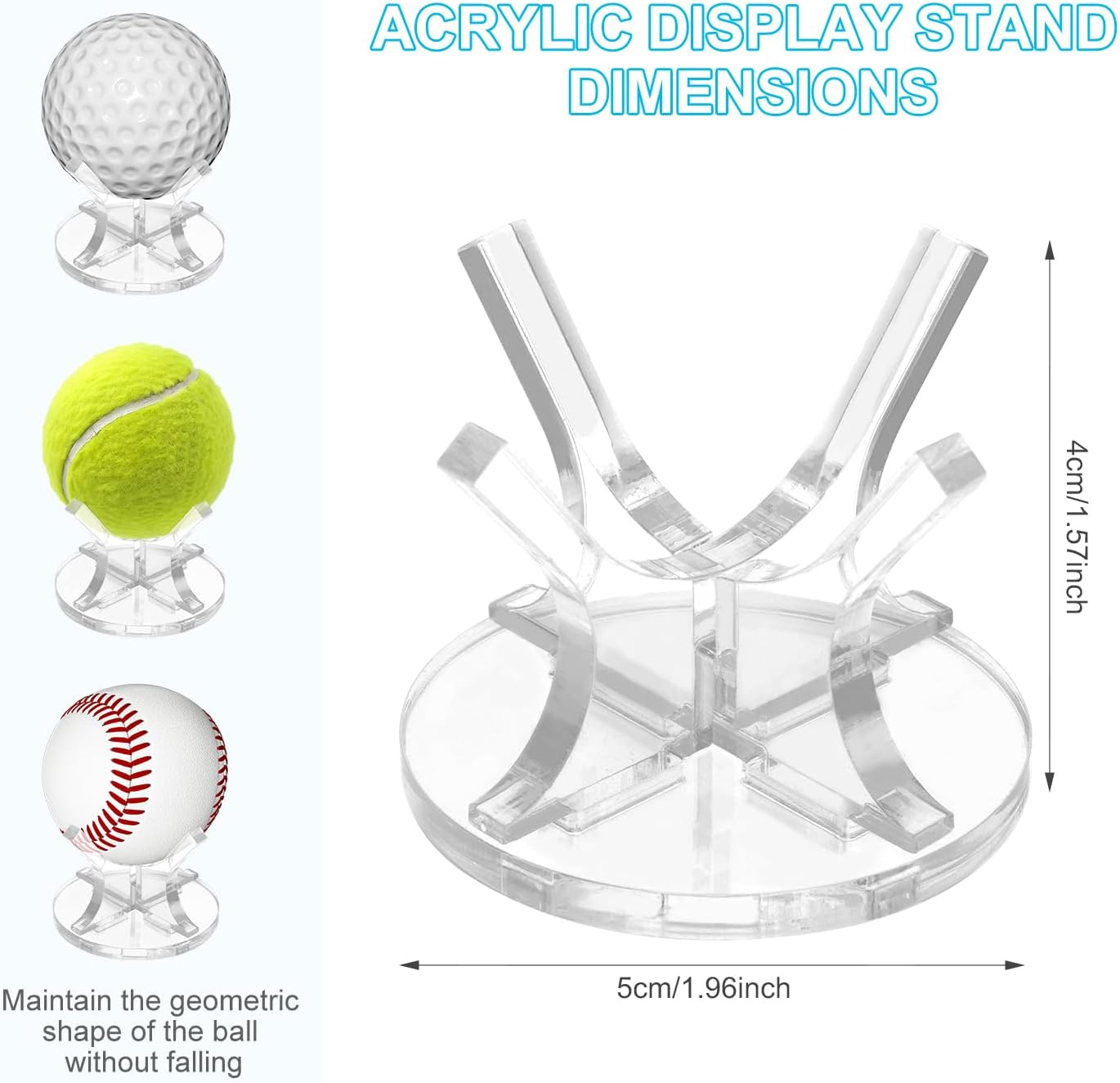 3 Pcs Acrylic Small Ball Stand Holder, Acrylic Baseball Holder Ball Display Holder Acrylic Ball Stand Holder for Golf Baseball Spheres Display image number 3