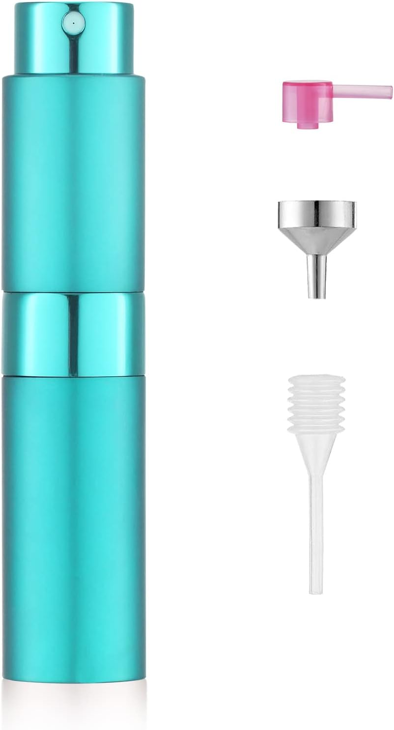 Travel Perfume Atomizer Spray Bottle (8Ml) Set - Twisting Concealed Mouth Design | Refillable Empty Bottle for Perfume and Aftershave Travel & Handbag (Perfume Atomizer-Matte Black)