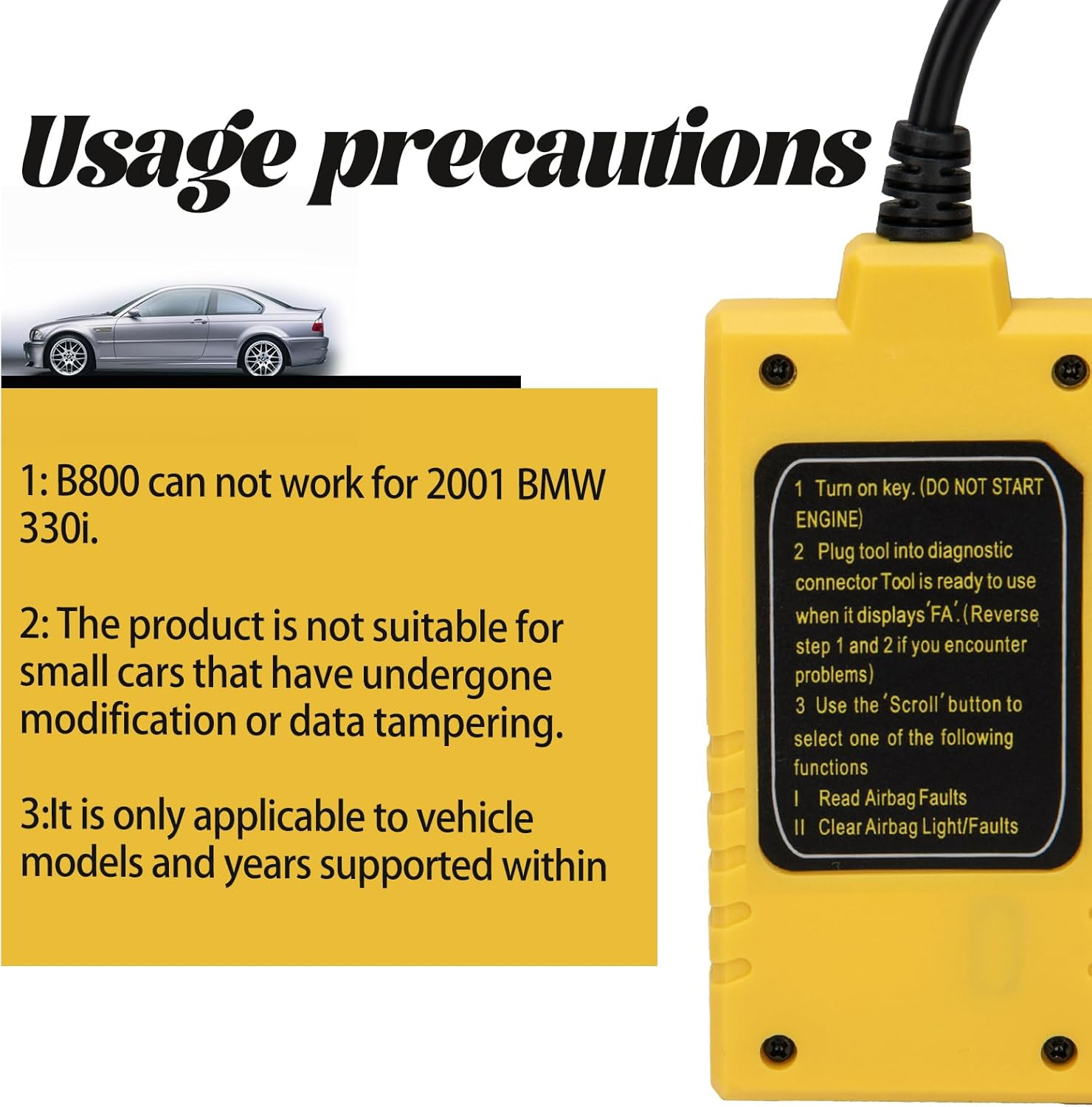 Airbag Scan/Reset Tool B800 for BMW Fit E36 E46 E34 E38 E39 Z3 Z4 X5 image number 1