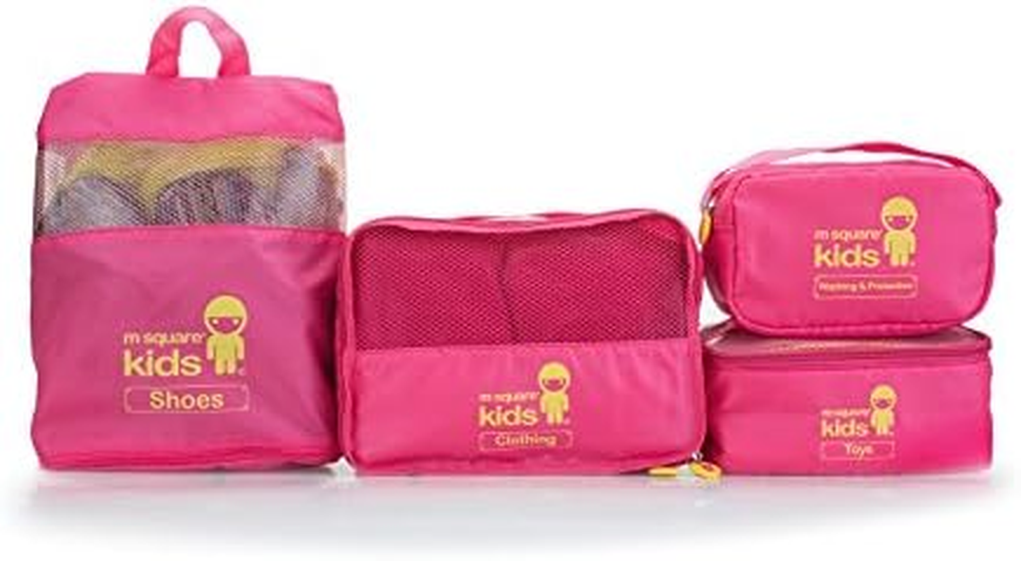 M Square Travel Accessories/Travel Organizer/Travel Bag/Daily Bag 4 Piece Set Utility Kids Lightweight Multifunction Foldable Travel Bags (Pink) image number 3