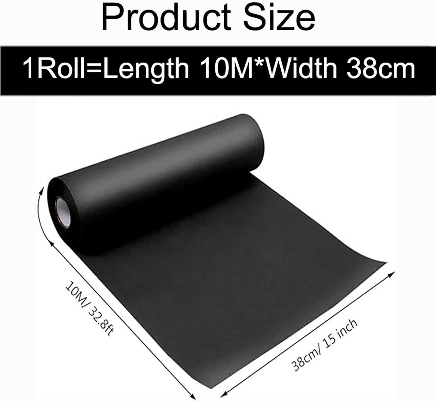 Yqkangzhu Black Wrapping Paper, 38 * 1000Cm Kraft Paper Roll, 80Gsm Gift Wrapping Paper, Flower Wrapping Paper,Construction Paper for Packing Postal Shipping Crafts Arts