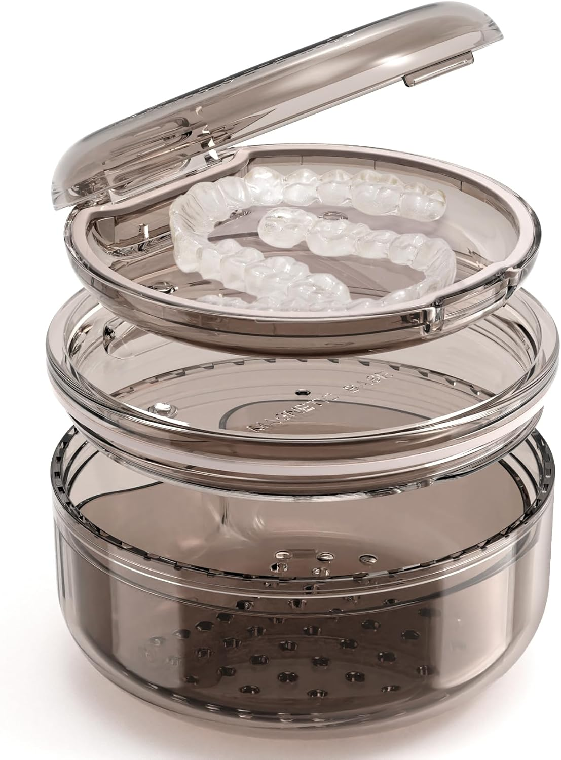 Denture Case Retainer Cleaning Case: 2 in 1 Retainer Case, No-Leak Denture Bath Box Cup, Complete Clean Care for Dentures, Clear Braces, Mouth Guard, Night Guard & Retainers