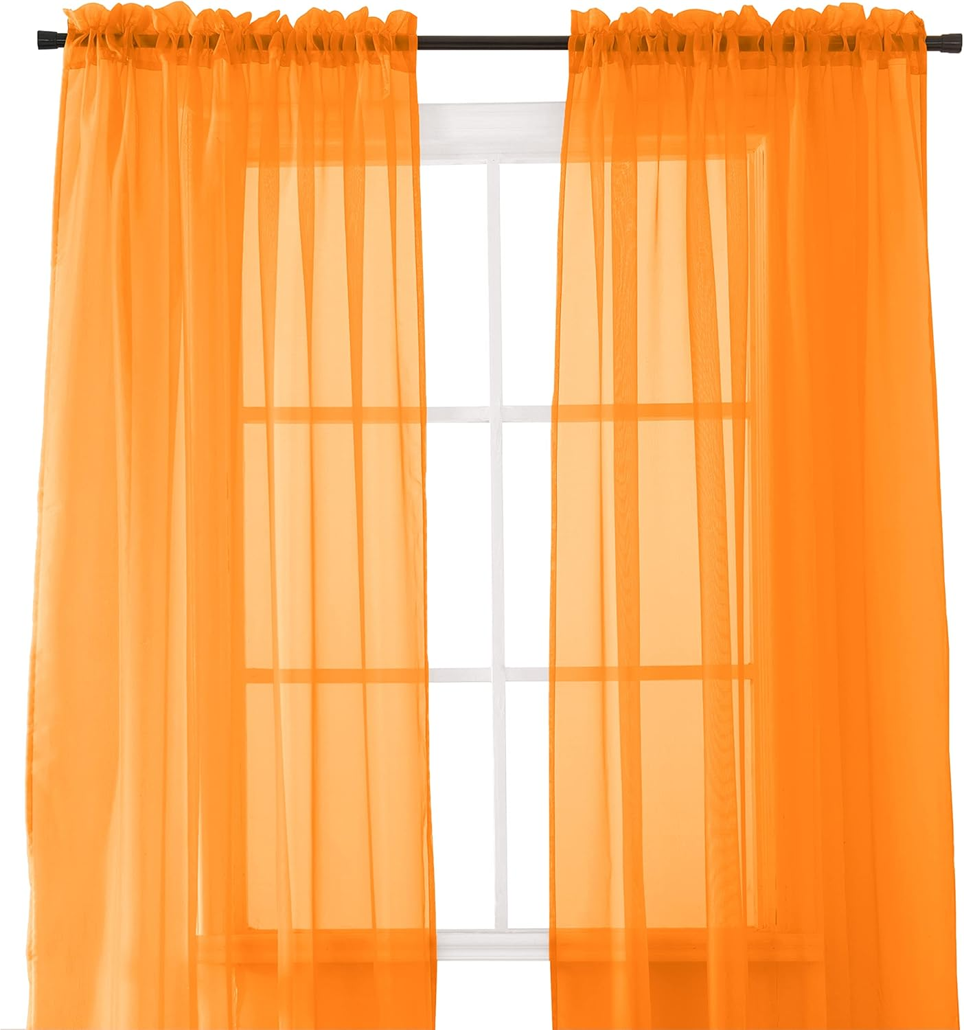 Elegant Comfort 2-Piece Sheer Panel with 2Inch Rod Pocket - Window Curtains 40-Inch Width X 84-Inch Length, Red