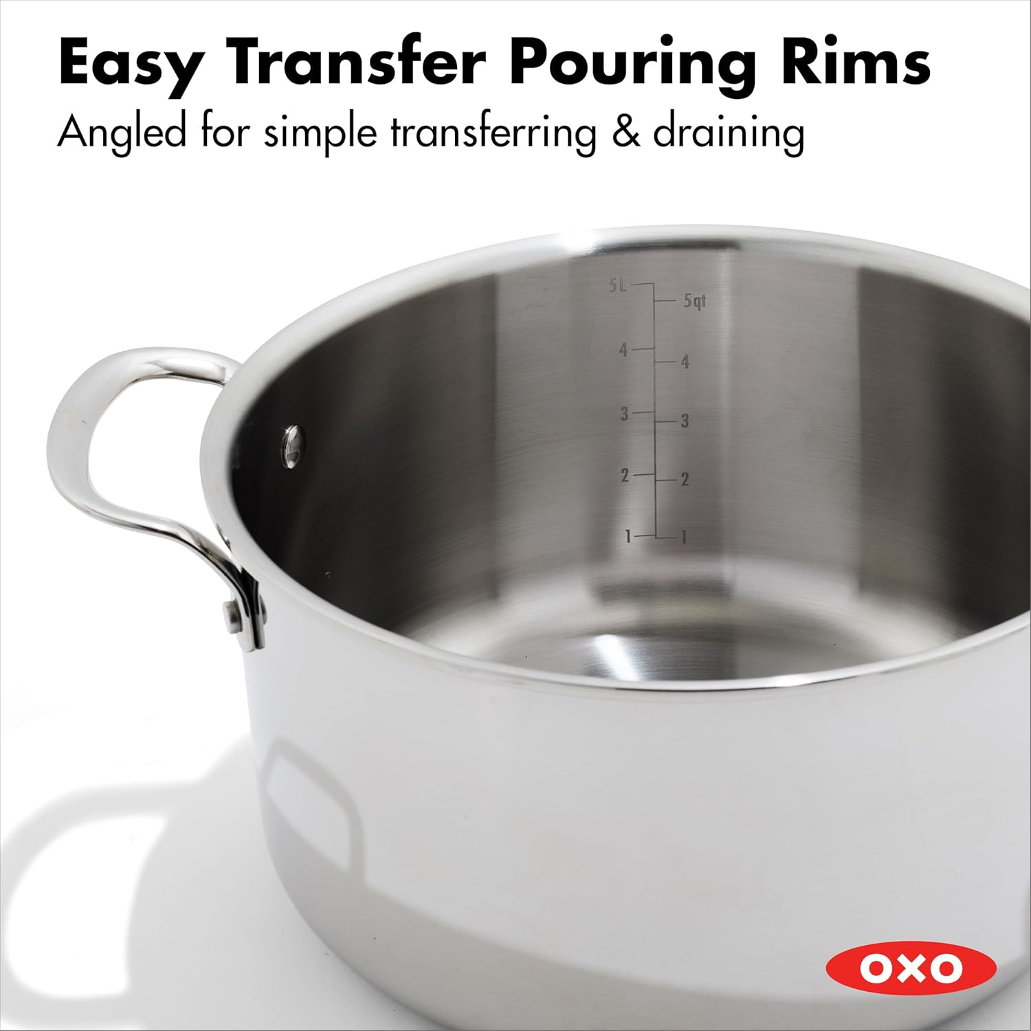 OXO Agility Stainless Steel 13 Piece Cookware Pots and Pans Set, Induction, Ceramic Nonstick PFAS -Free Coated Frypans, Ultra-Durable, Quick Even Heating, Chip-Free Rims, Dishwasher and Oven Safe