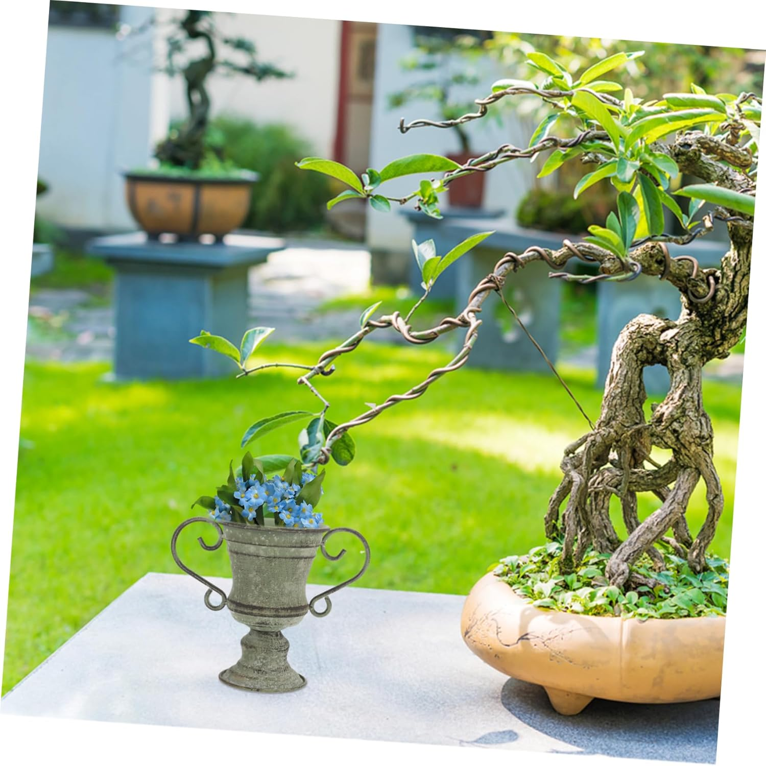 Happyyami Vintage Rustic Planter Pot for Outdoor Plants and Garden Decoration, Green Distressed Flower Pot for Balcony Patio, Decorative Flower Planter Suitable for Garden and Home Gardening image number 5