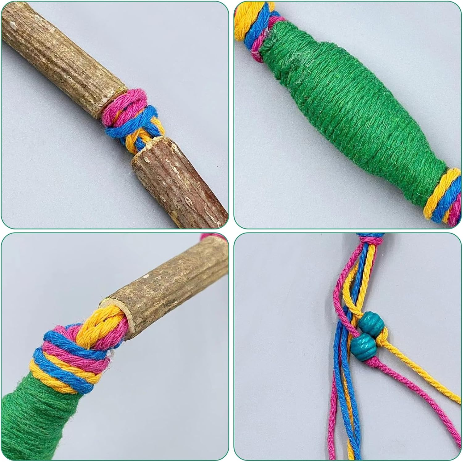 Diiwmme Catnip Toy Bite Rope,Interactive Cat Toy for Indoor Cats Kitten Natural Cat Chew Toy Kitten Teething Toys Cotton Rope Catnip Toys for Teeth Cleaning & Stress Release,55 CM (Green) image number 3