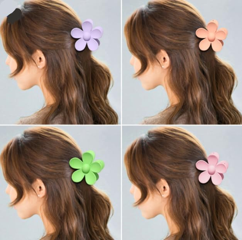 White Candy Color Hair Claws Flower Hair Clips Big Cute Hair Claws Thick Hair Exfoliating Hair Clip Cute Flower Clip