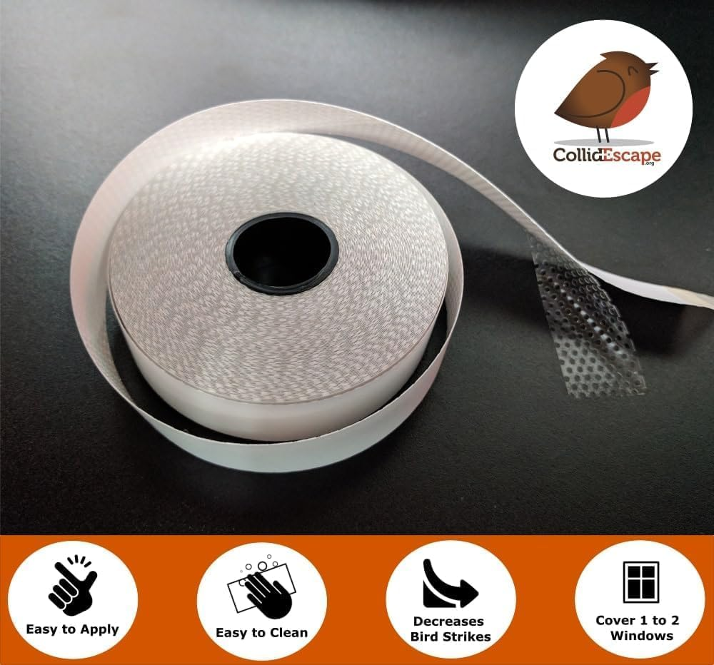 COLLIDESCAPE Spiderweb Clear Bird Tape for Windows (3/4" X 20' - Covers 1 to 2 Windows) | Bird Strike Prevention Decals image number 5