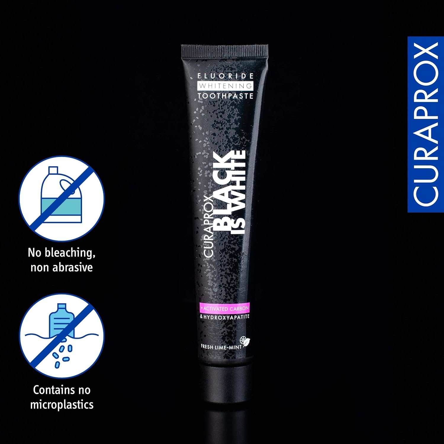 Curaprox Black Is White Toothpaste for White Teeth, Teeth Whitening with Black Activated Carbon Toothpaste, Whitening Toothpaste, 1 X 90 Ml image number 4