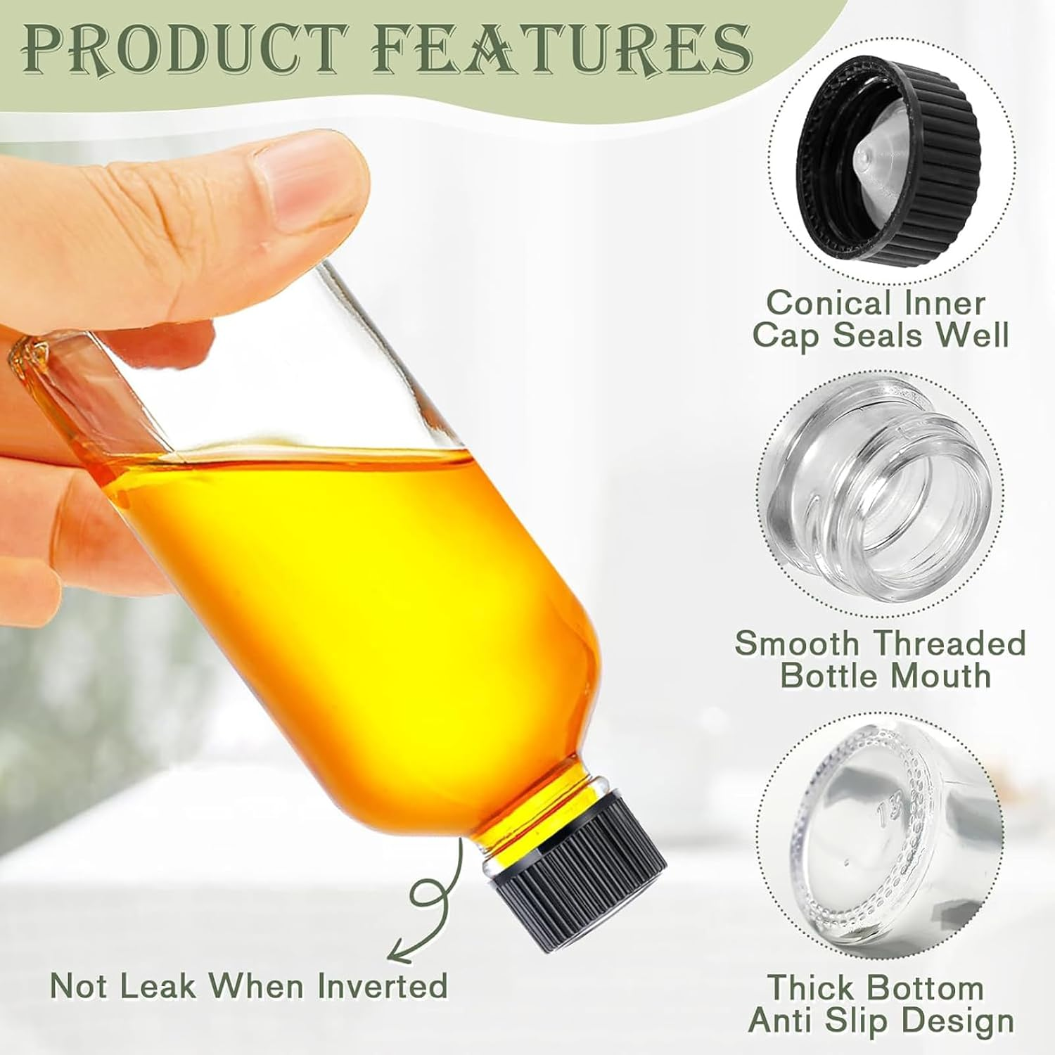 12-Pack 2Oz (60Ml) Glass Shot Bottles with Caps with Pouring Funnel - Ideal for Hot Sauce Bottles, Whiskey, Liquid Storage, Wellness, Miniature & Wedding Decor image number 6