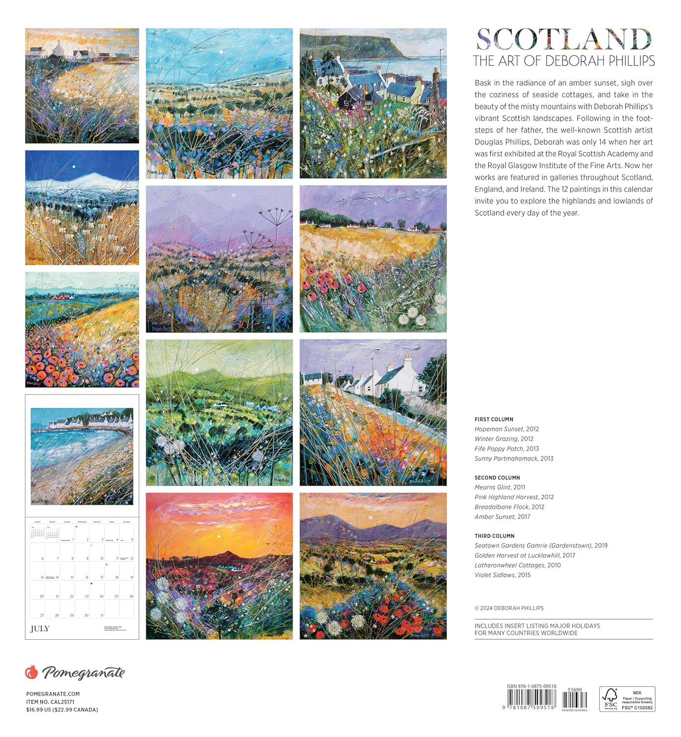 2025 Scotland: the Art of Deborah Phillips Wall Calendar