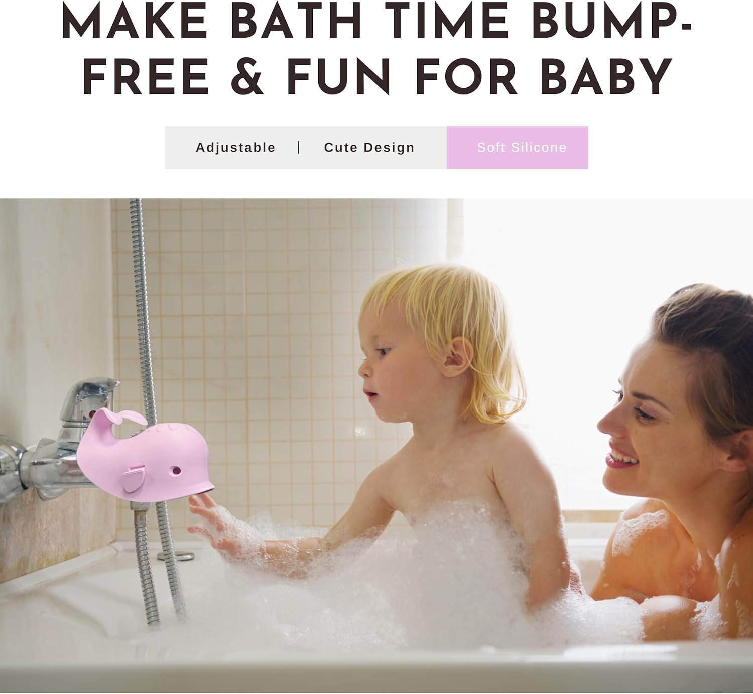 Bath Spout Cover for Bathtub - Bath Faucet Cover for Kids,Protects Baby from Bumping Head during Bathing Time Faucet Protective Cover Whale Design - Pastel Purple image number 4