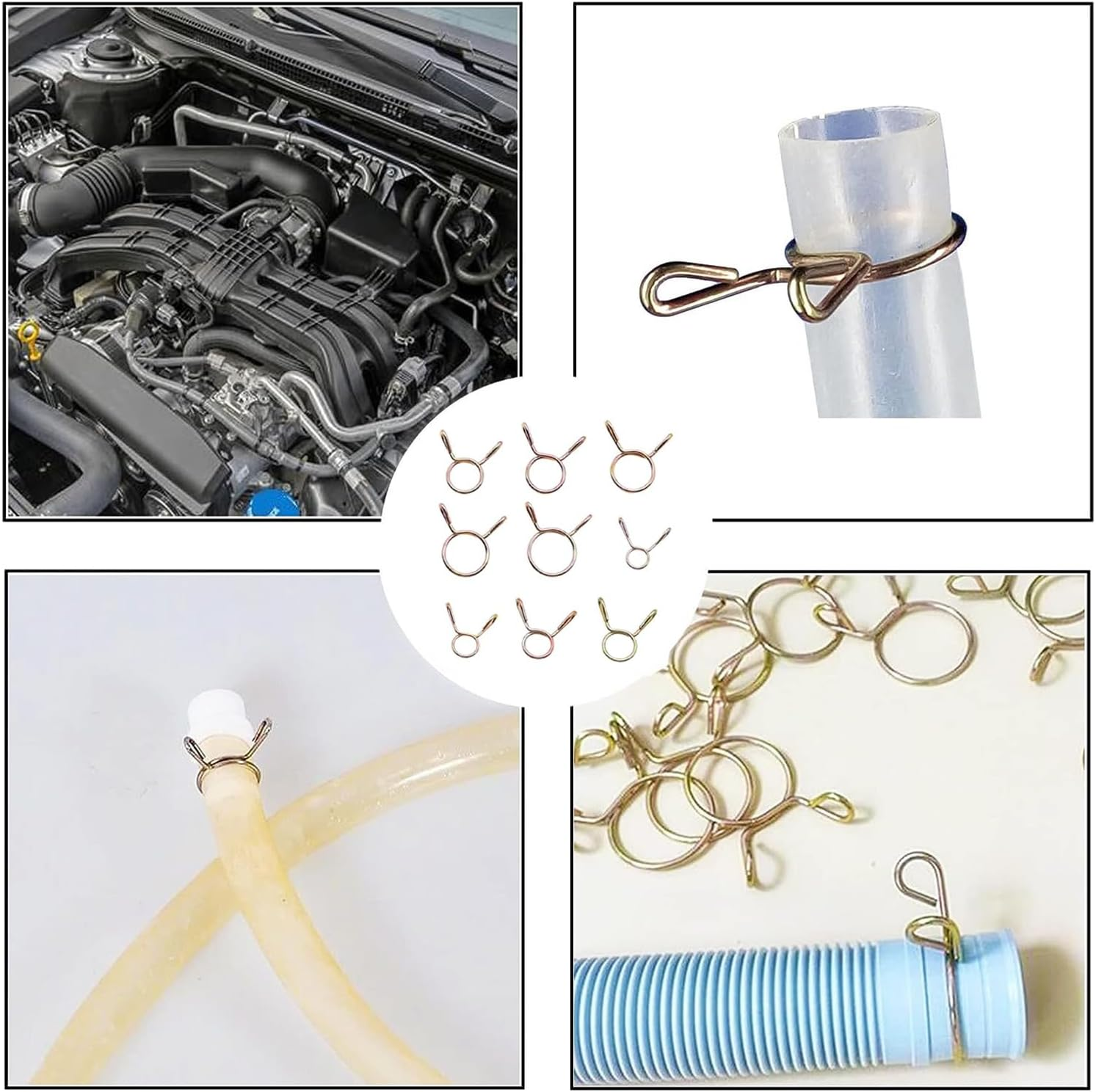 330Pcs 5-13Mm Spring Hose Clamps,Small Hose Clamps,Metal Mini Pipe Clamps,Fuel Line Hose Water Pipe Air Tubing Spring Clips Clamps Assortment Kit (9 Sizes) image number 6