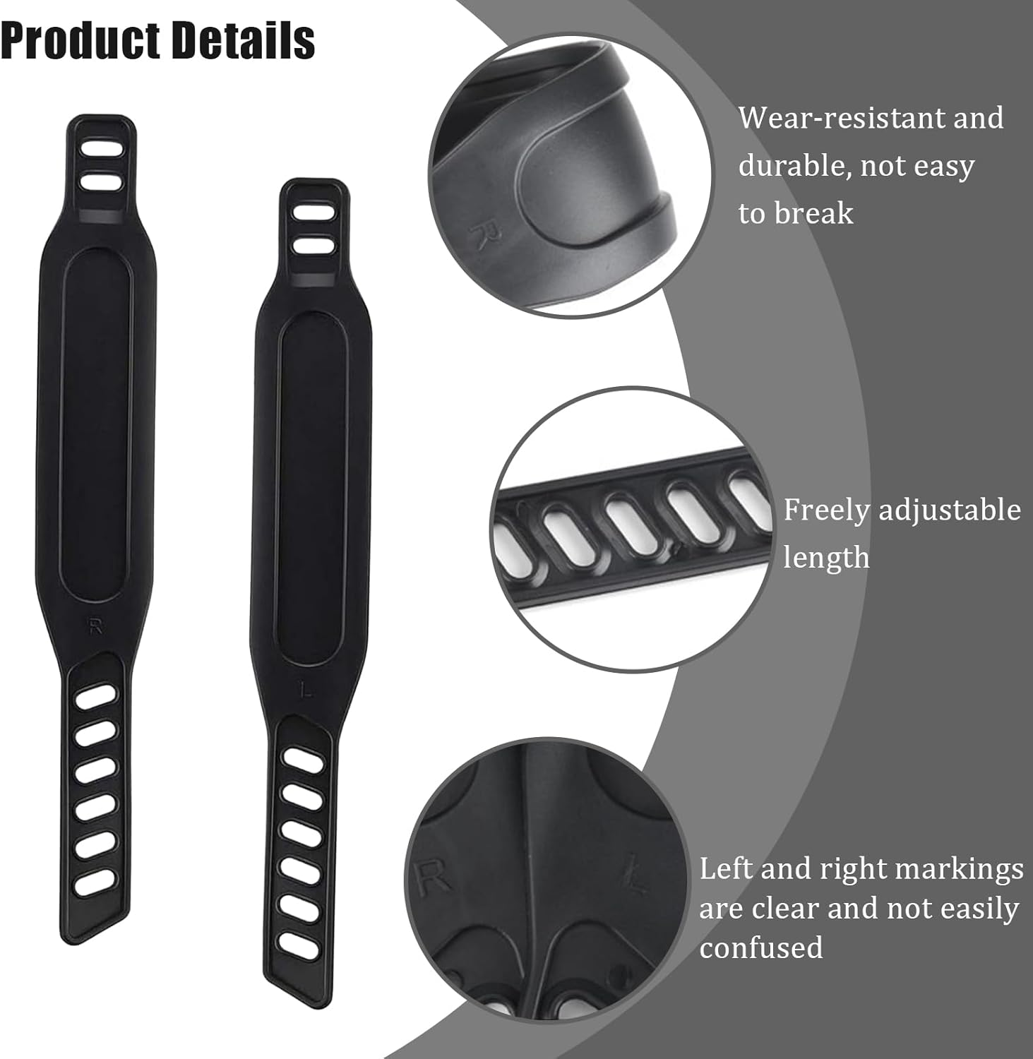 ZGWANSUI Adjustable Exercise Bike Pedal Straps, Stationary Bike Foot Straps Replacement, Universal for Bicycle Stationary Cycle Spinning Bike Home or Gym, Two Sides Slots - 2 Pairs image number 4