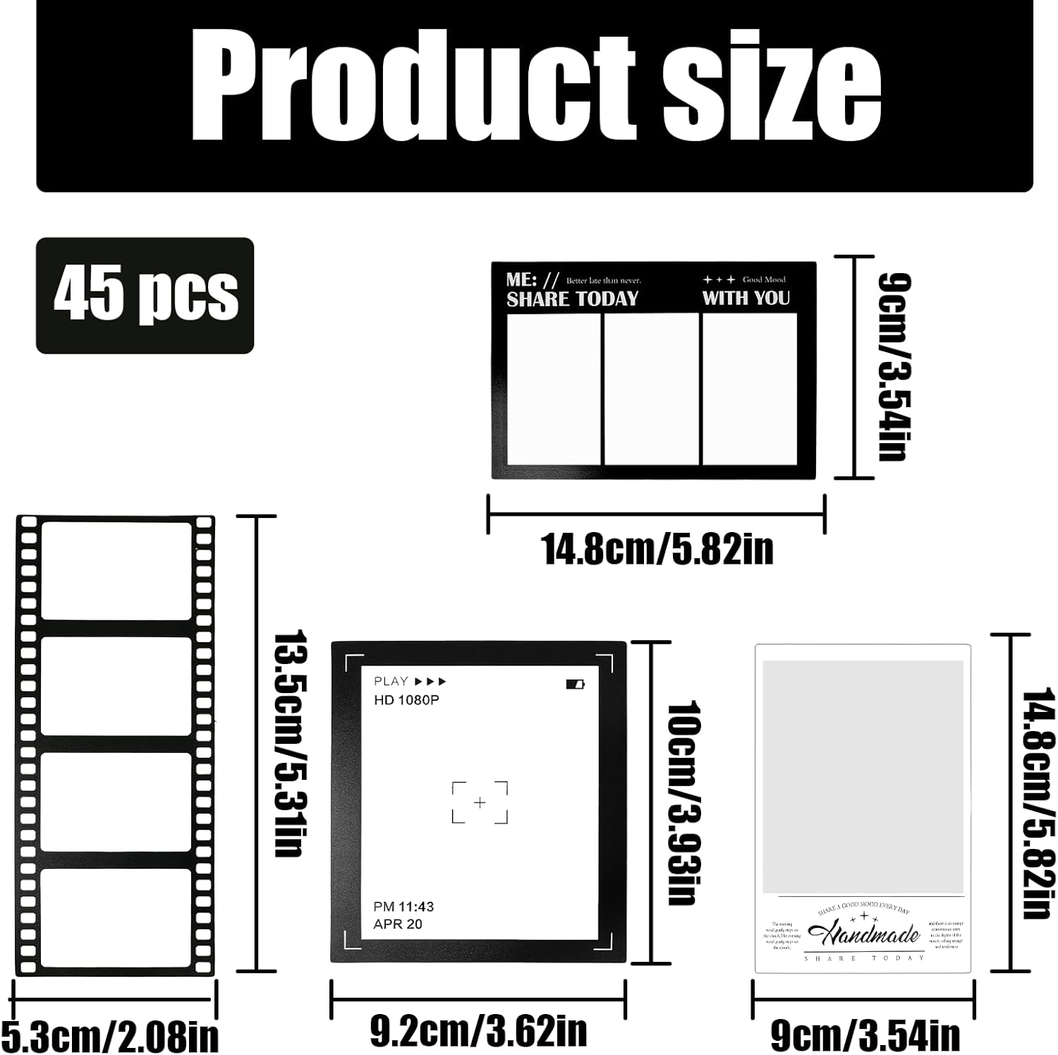NILLOS Retro Camera Stickers, 45 Sheets Vintage Filmstrip Stickers for Art Crafts, Scrapbooking, Card Making (3 Themes) image number 5
