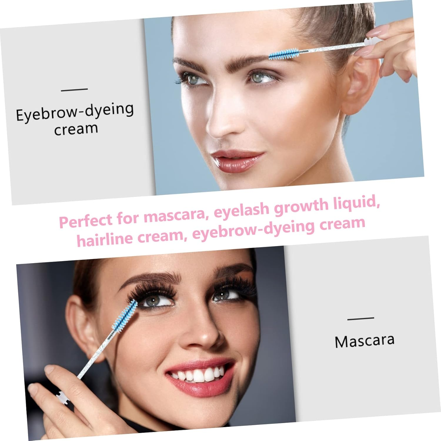 FRCOLOR 10Pcs Eyelash Comb and Eyebrow Brush Tube Set Navy Portable Lash Brow Applicators for Makeup and Eyelash Extension Application