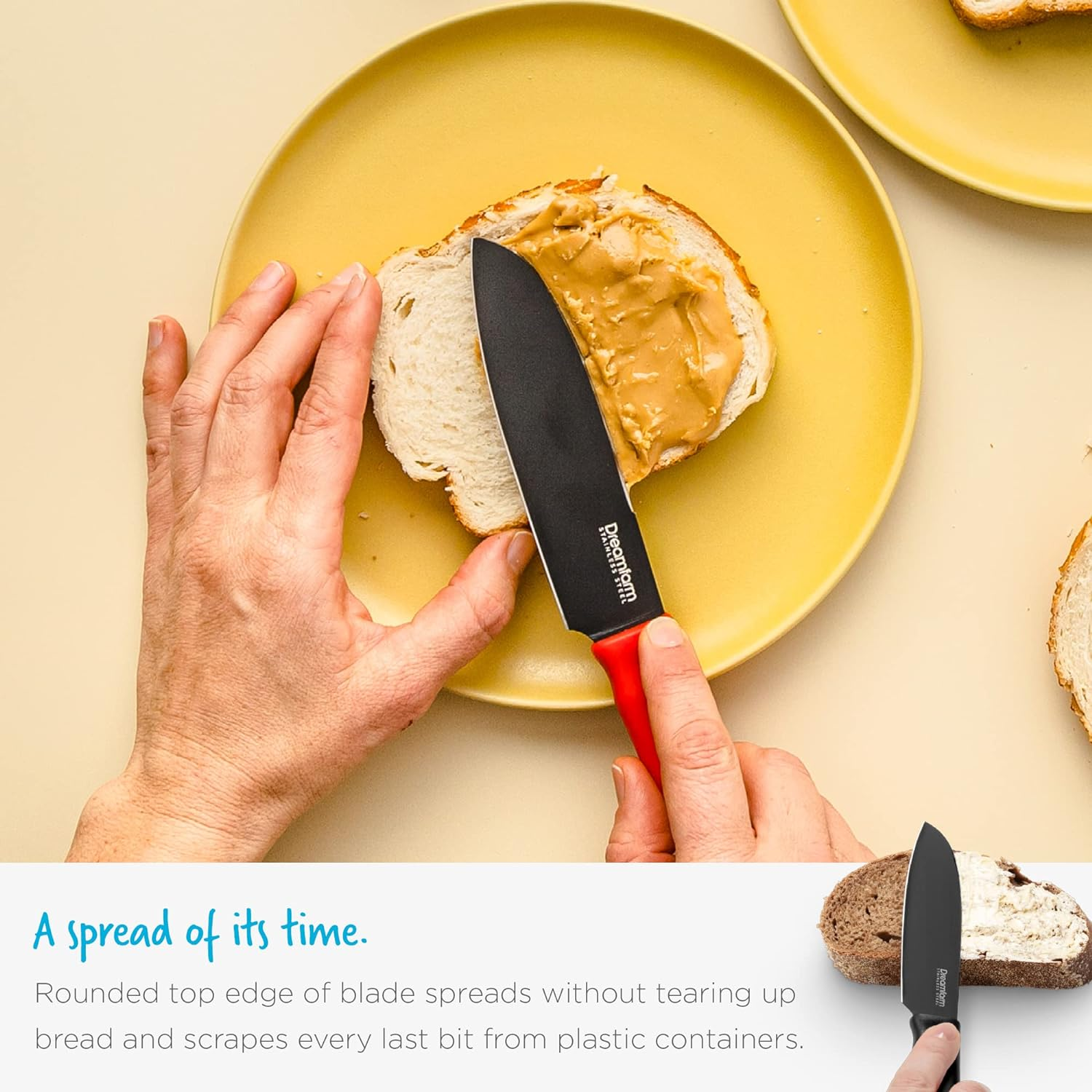 Dreamfarm Kneed Daily Chopping, Spreading, & Scooping Paring Knife with Blade Safety Cover & Built-In Plastic Wrap Cutter - Black image number 3