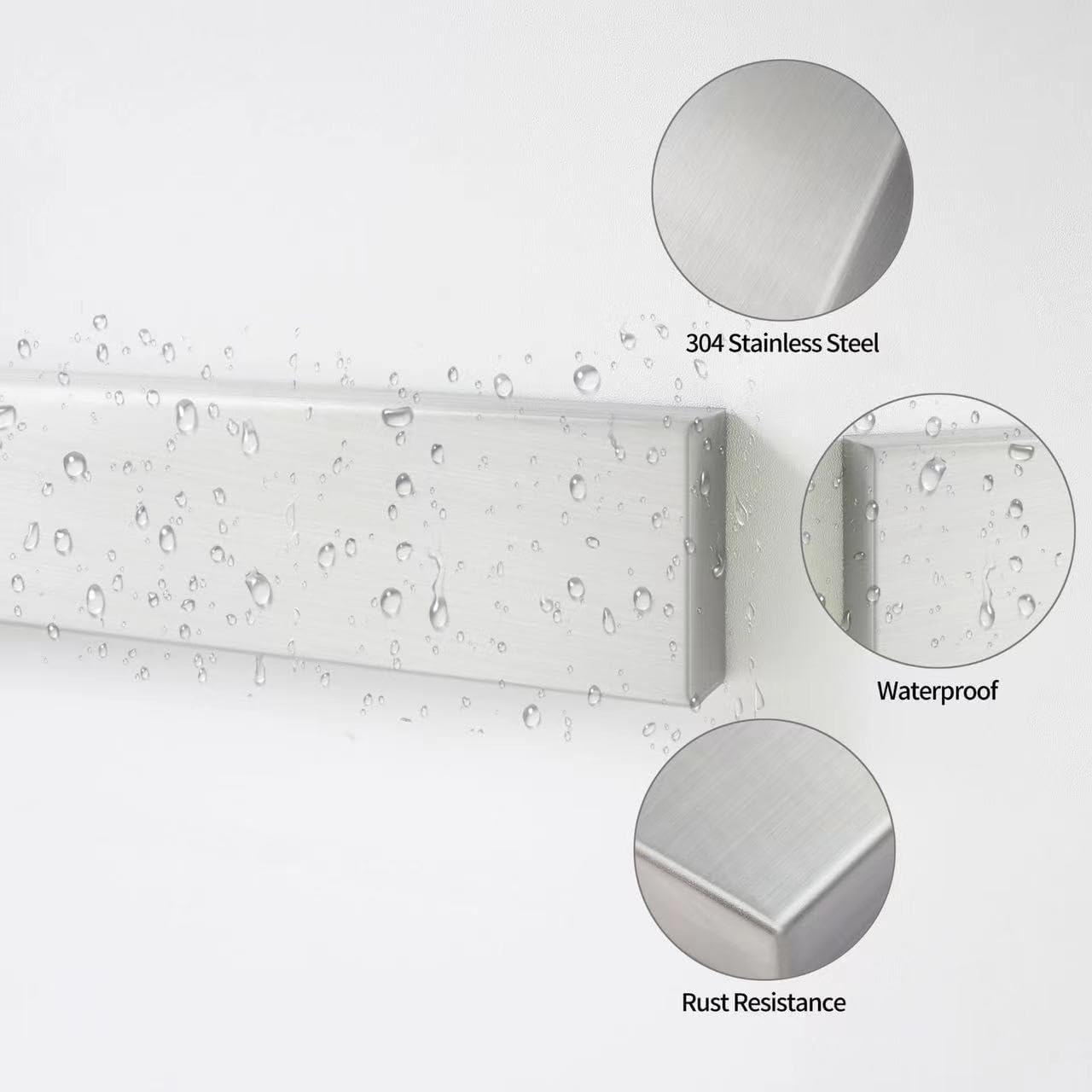 40 CM Self-Adhesive Magnetic Knife Holder, Heavy Duty Kitchen Knife Magnetic Strip for Fridge,Magnetic Knife Holder for Wall No Screws,No Drill Required,Easy to Install (Stainless Steel-40)