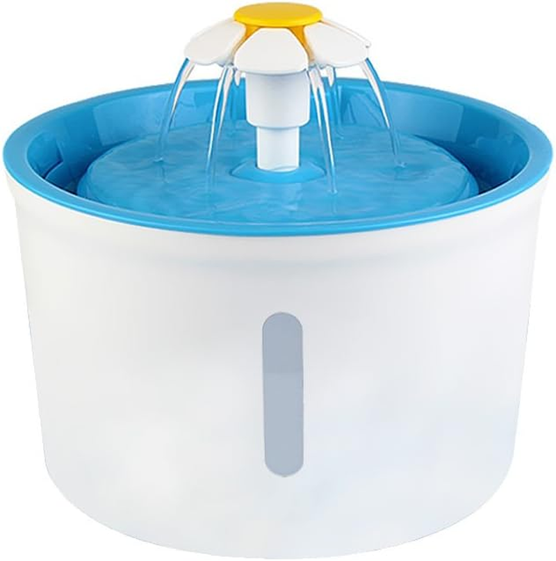 Cat Drinking Fountain Cat Dog Pet Water Fountain Flower Automatic Water Cat Bowl with Free Water Fountain Filter and Silicone Pad, Upgraded 1.6 Liter/54 Oz Pet Water Dispenser (Blue)