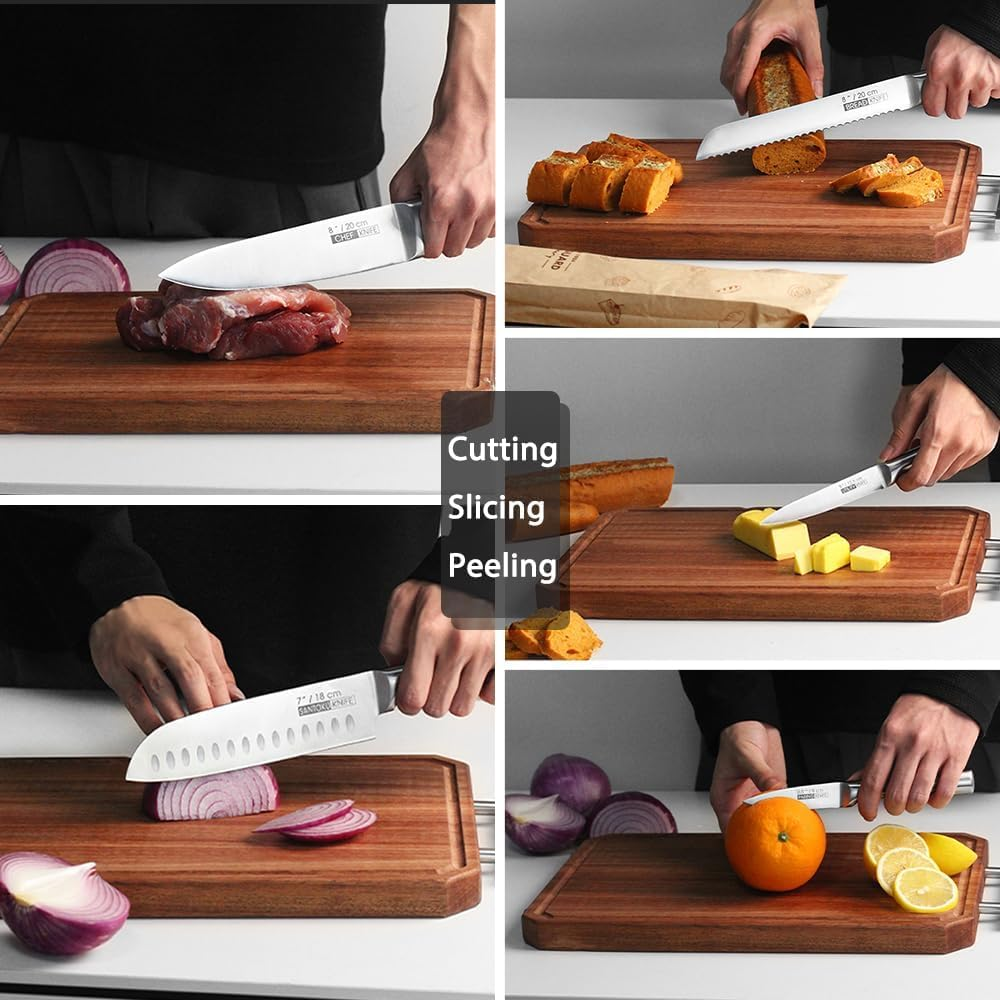 Knife Set, Kitchen Knives 5 Piece Sets for Chef Dishwasher Safe Steel Stainless Cooking (5 Piece) image number 5
