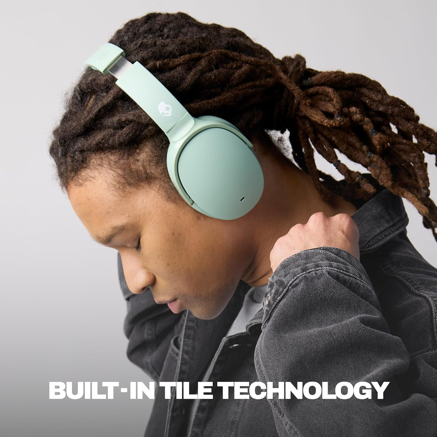 Skullcandy Hesh ANC Over-Ear Noise Cancelling Wireless Headphones with Charging Cable, 22 Hr Battery, Microphone, Works with Iphone Android and Bluetooth Devices - Preppy Sage image number 3