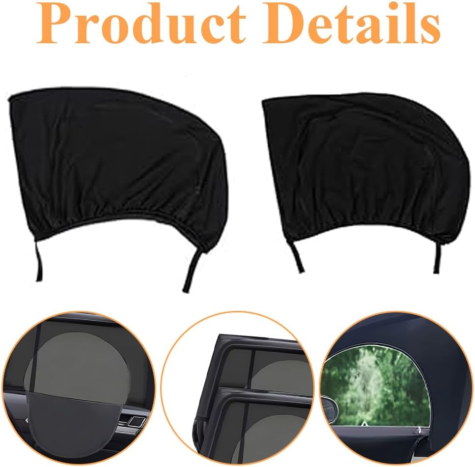 4PCS Car Window Shades, Reathable Mesh Sunshades, Stretchy Mesh Car Window Shade, Front Rear Window Cover Screen, Car Window Sunshades for Privacy Protection image number 2
