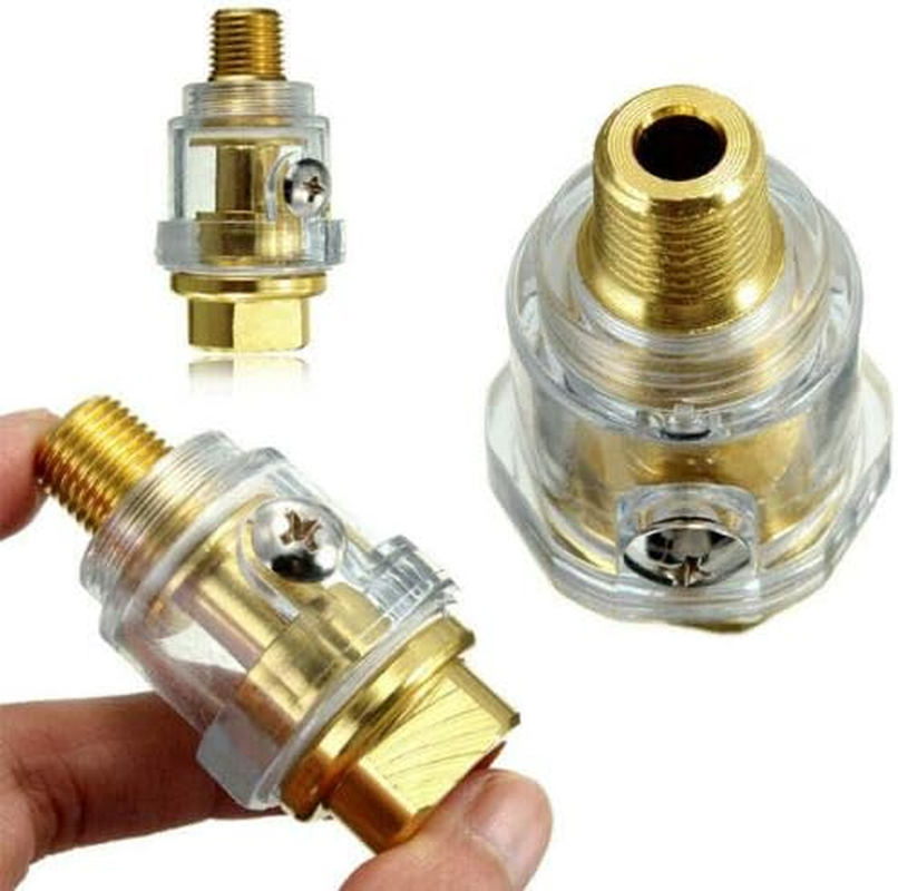 Oiler Lubricator SENRISE Inline Oiler Mini Brass Automatic Oiler for Air Compressor Pipe Tool (1/4" BSP) image number 1