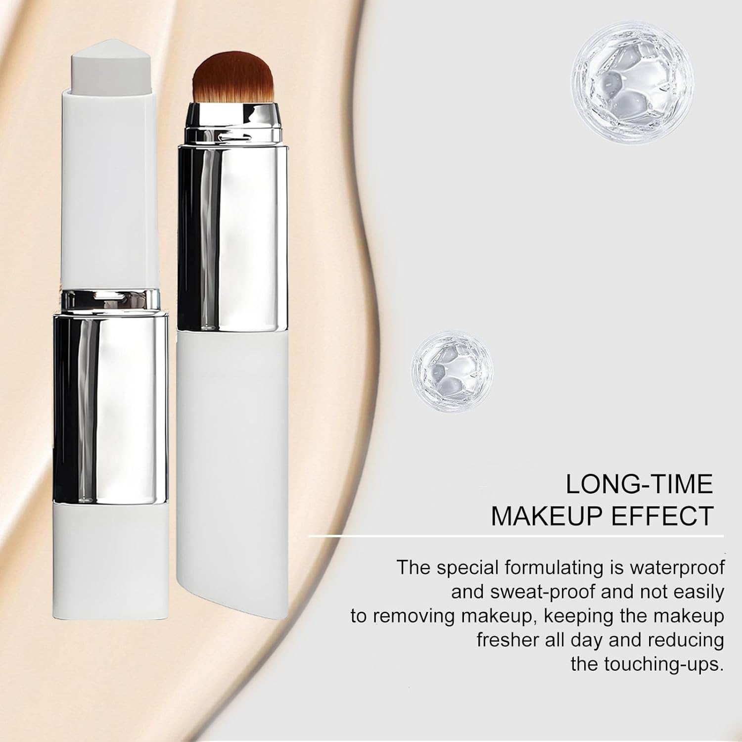 Color Changing Foundation Stick, 2-In-1 Foundation Stick, Hydrating Concealer, Brightening & Even Skin Tone, Waterproof & Sweatproof, Full to Medium Coverage Makeup, Lightweight, with Brush (Natural) - Dark image number 7