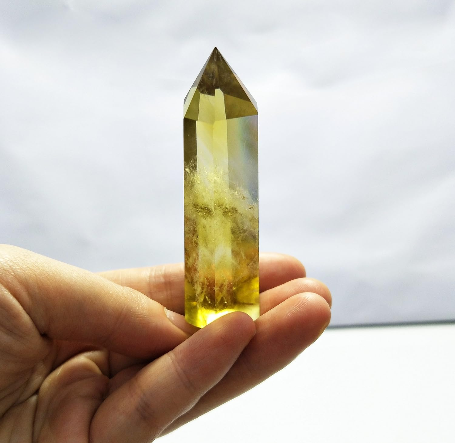 Yellow Quartz Crystal Wand Pointed & Faceted for Healing Reiki Chakra Meditation Therapy Decor (Citrine Crystal) image number 6